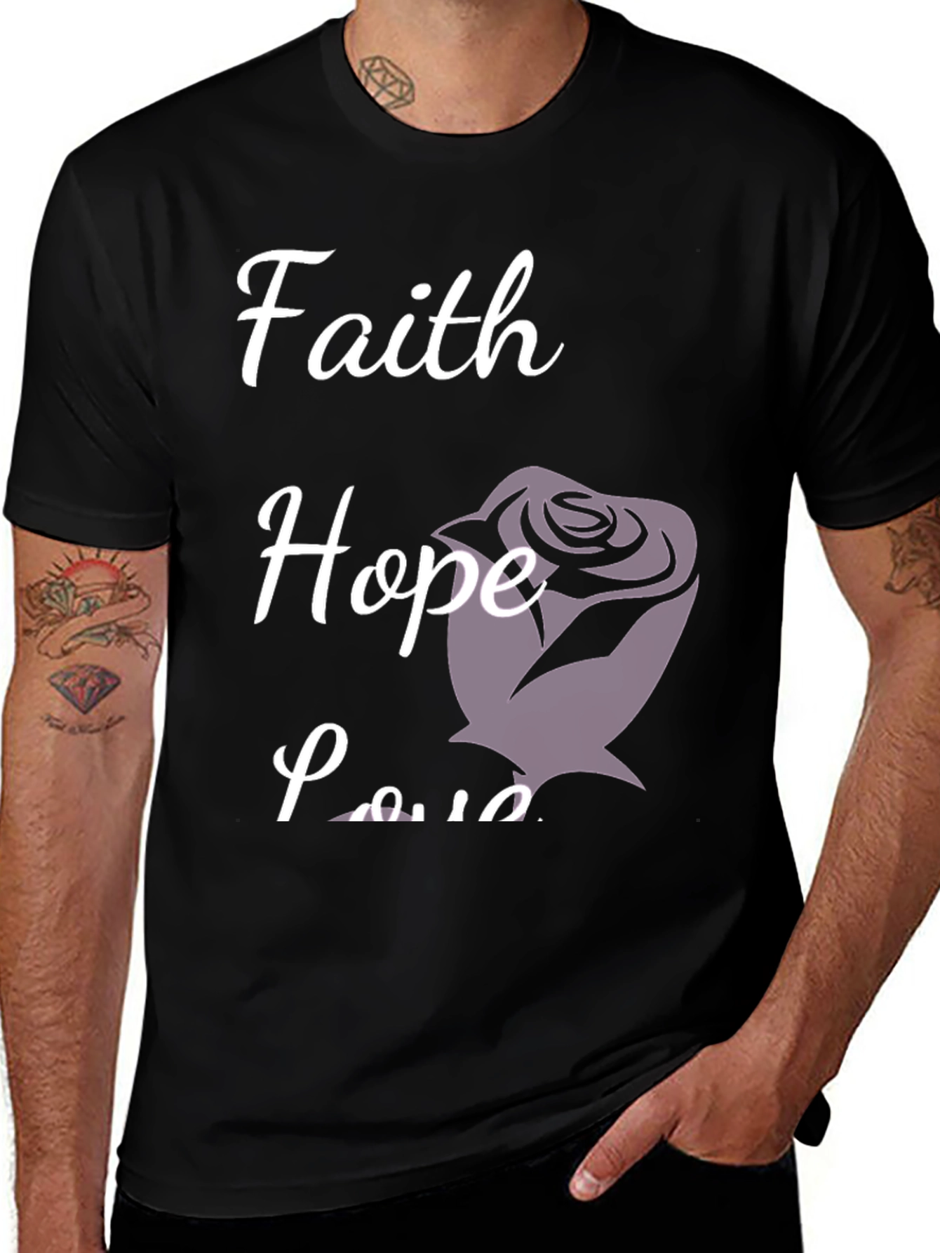 Variant 7 of Faith Hope Love T-Shirt Rose Design