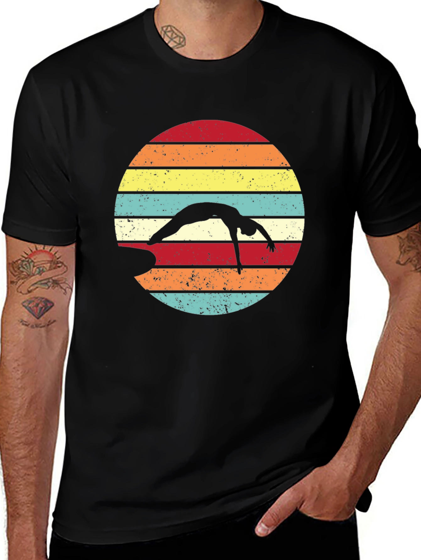 Variant 15 of Retro Diver Graphic Tee - Vintage Sunset Design