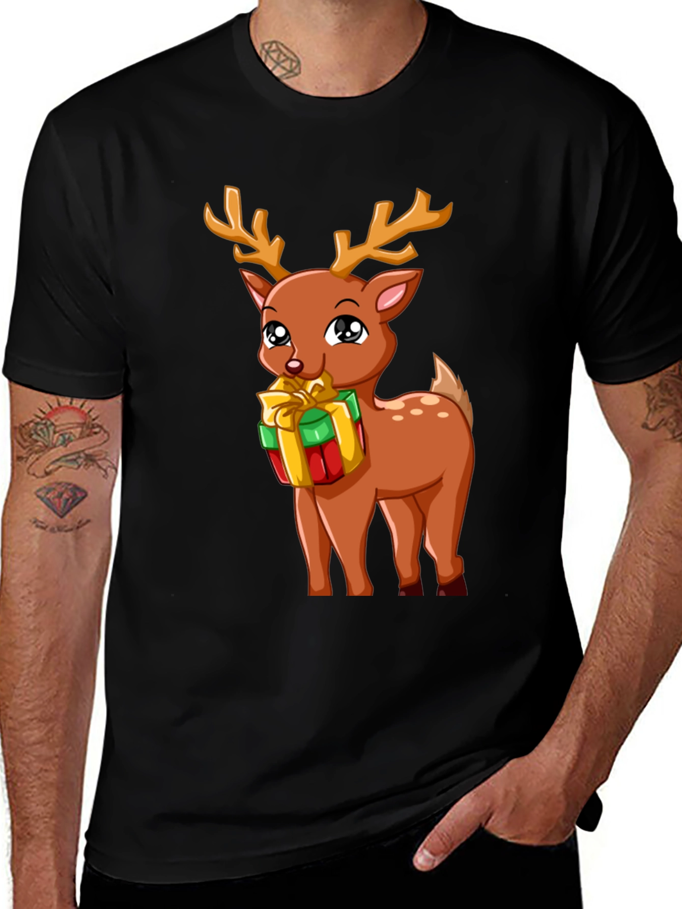 Variant 15 of Cute Reindeer with Gift T-Shirt