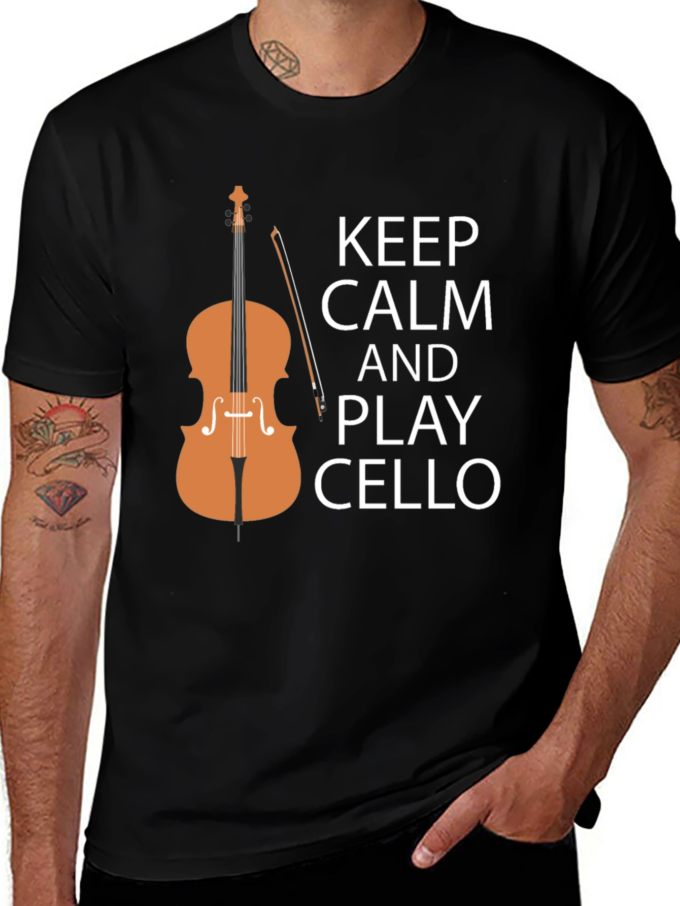 Variant 17 of Keep Calm and Play Cello Black T-Shirt
