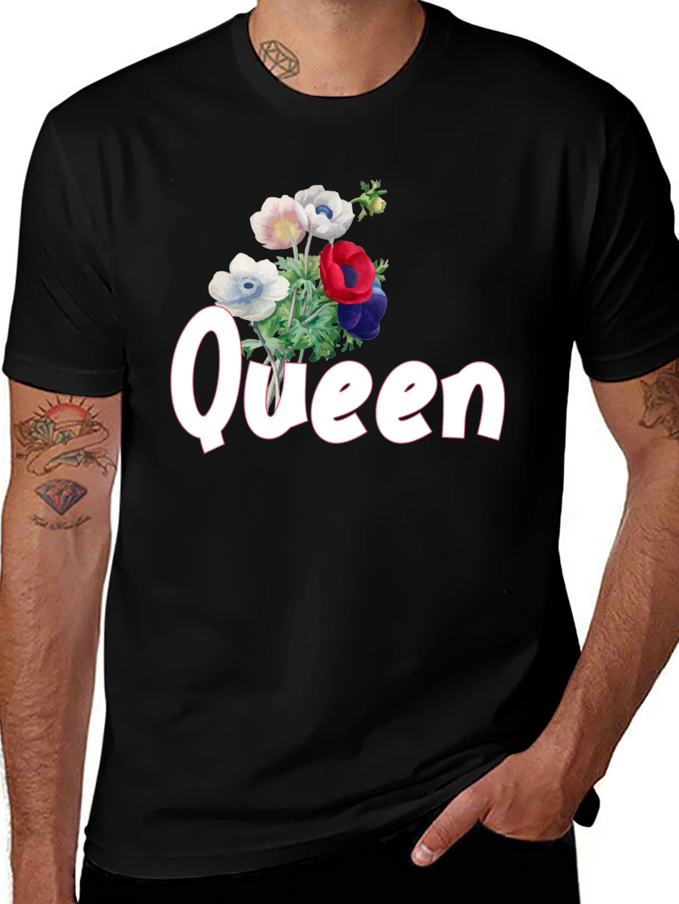 Queen Floral Graphic T-Shirt - Black