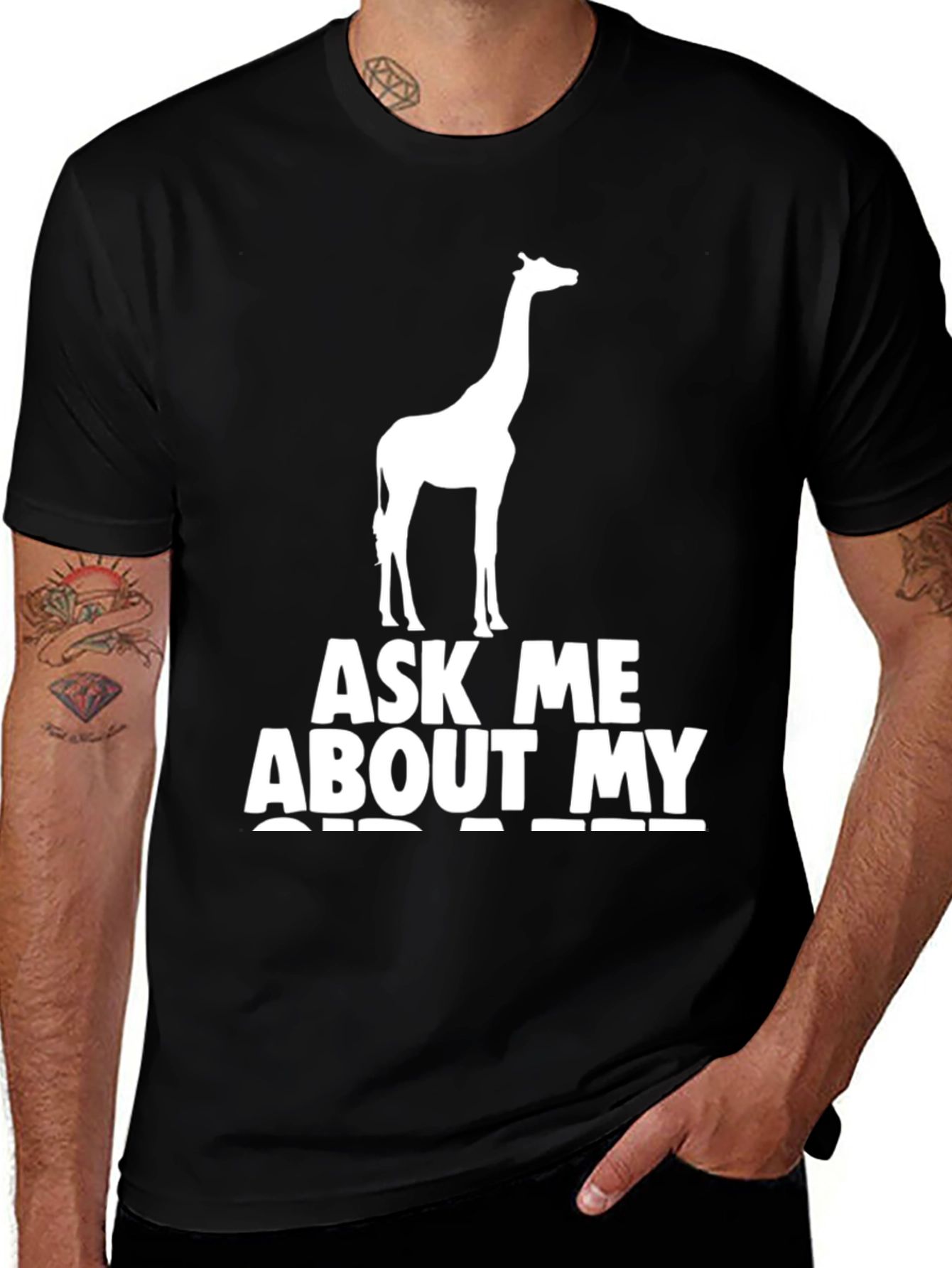 Variant 20 of Giraffe T-Shirt: Ask Me About My Giraffe Tee