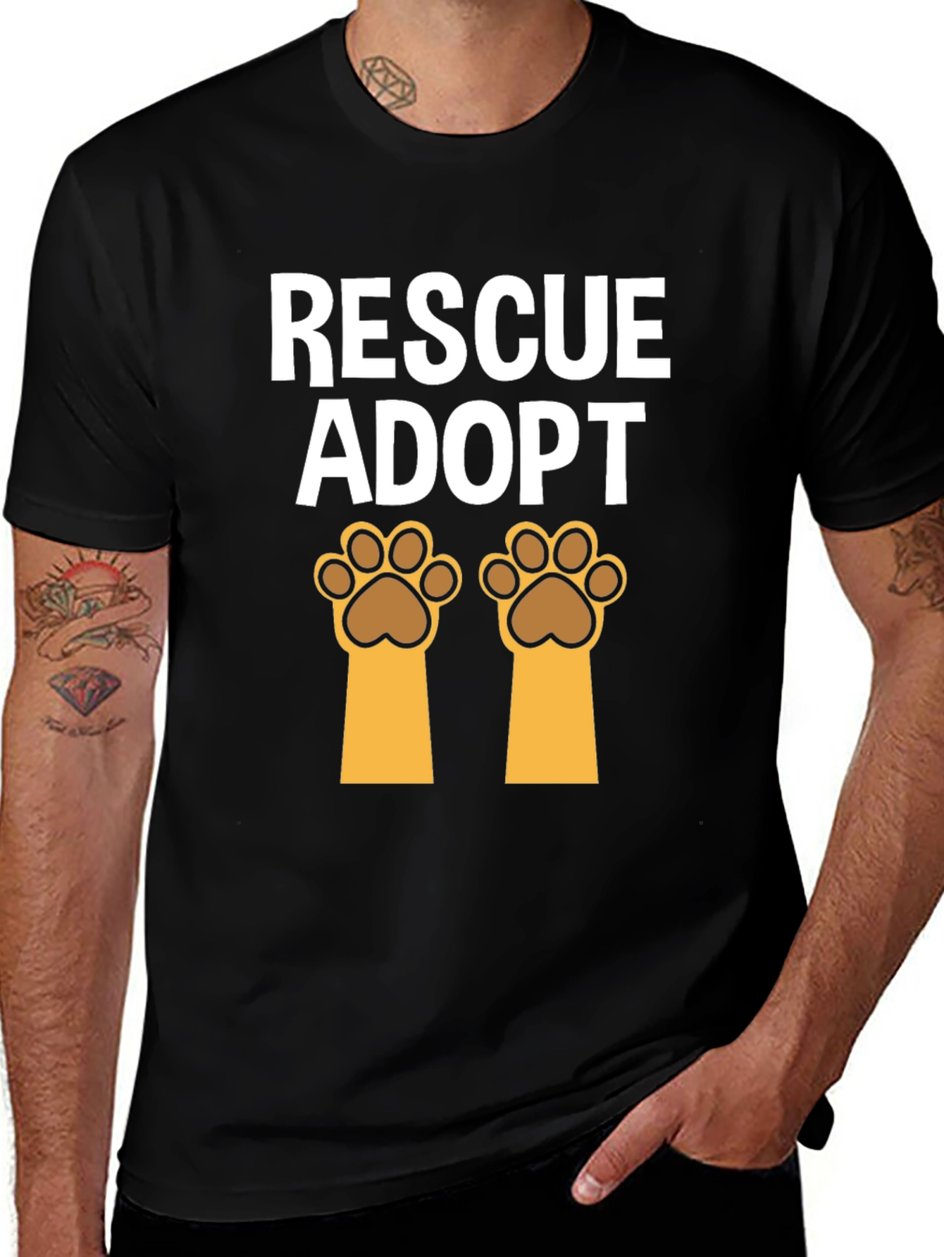 Rescue Adopt Paw Print T-Shirt