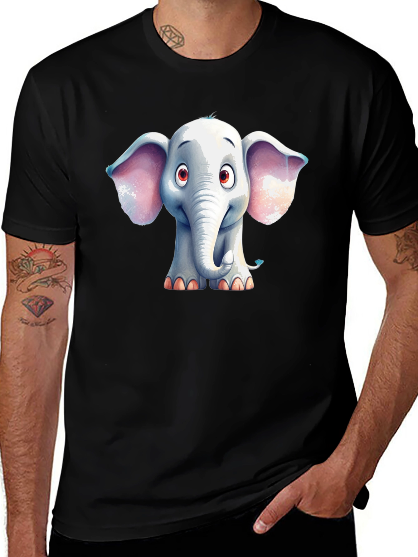 Variant 8 of Cute Cartoon Elephant Graphic T-Shirt