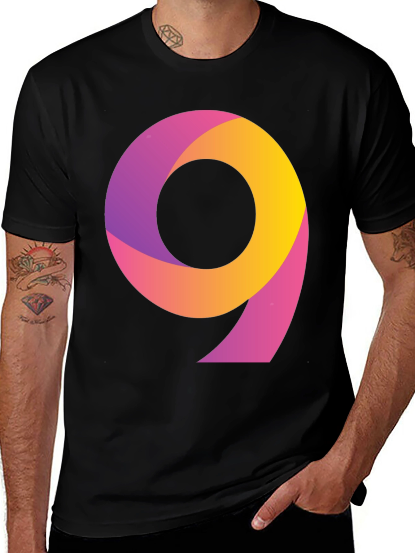 Variant 10 of Gradient Number 9 Black T-Shirt
