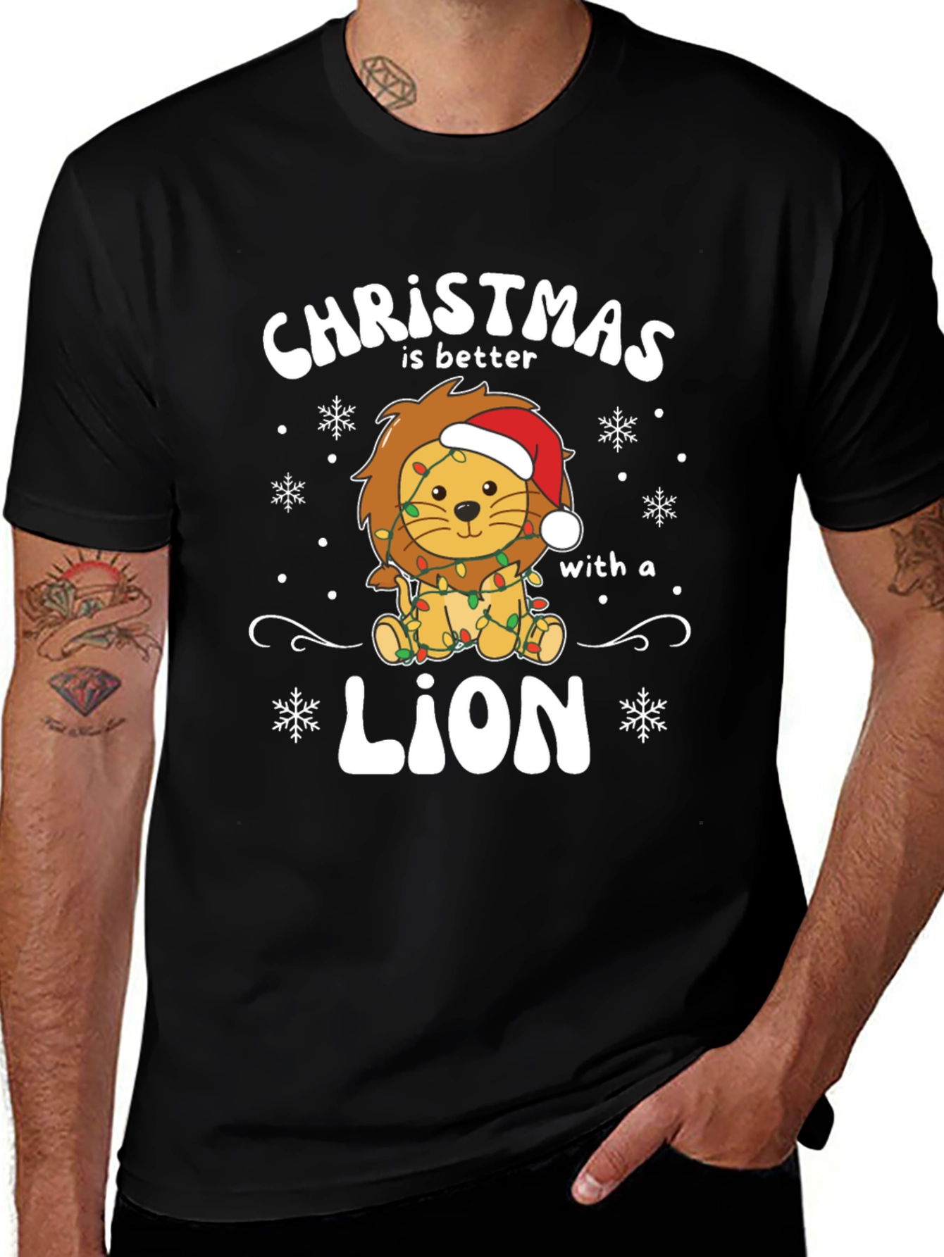 Christmas Lion T-Shirt - Festive Holiday Apparel