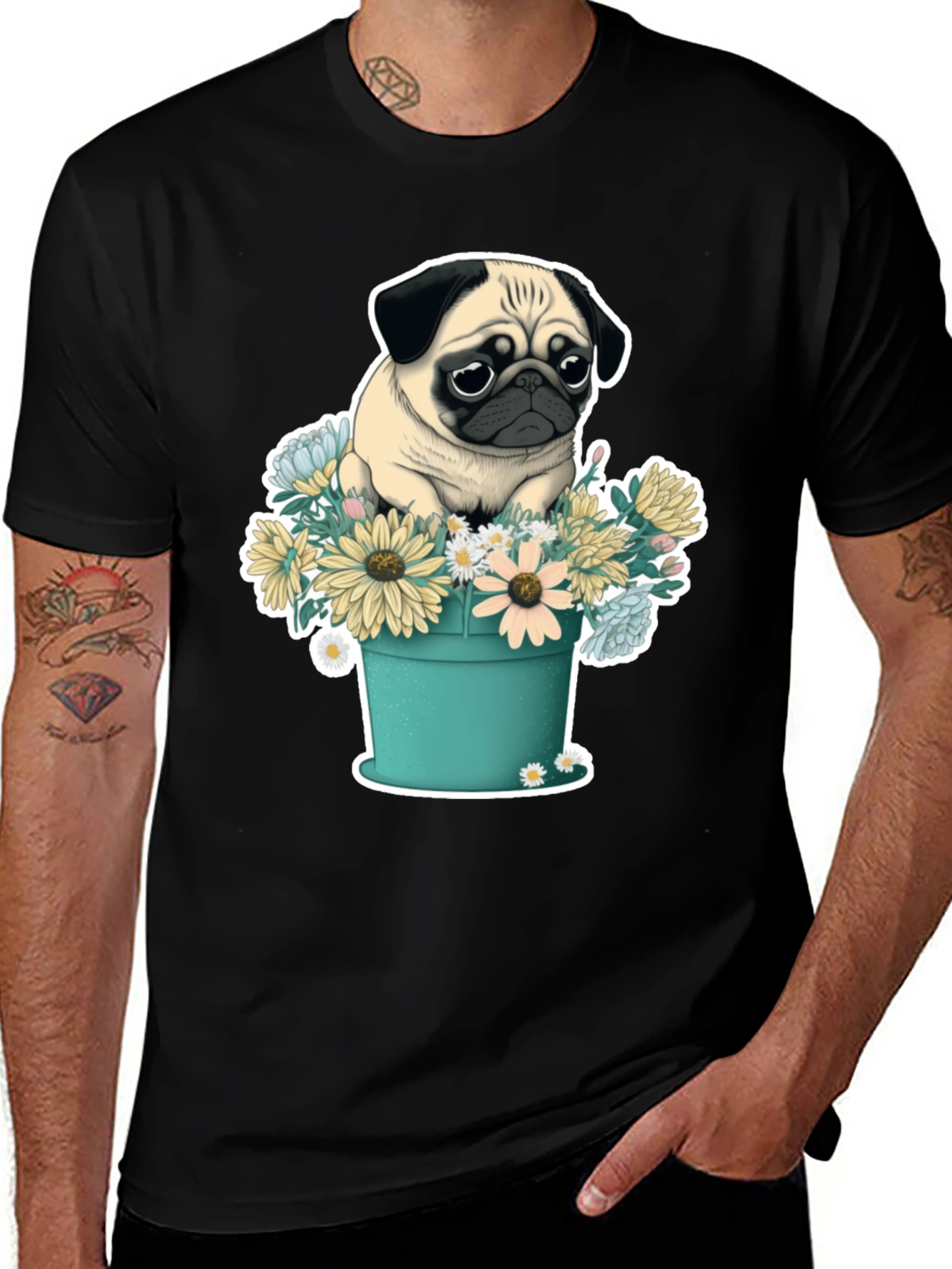 Variant 11 of Pug in Flowers Graphic T-Shirt