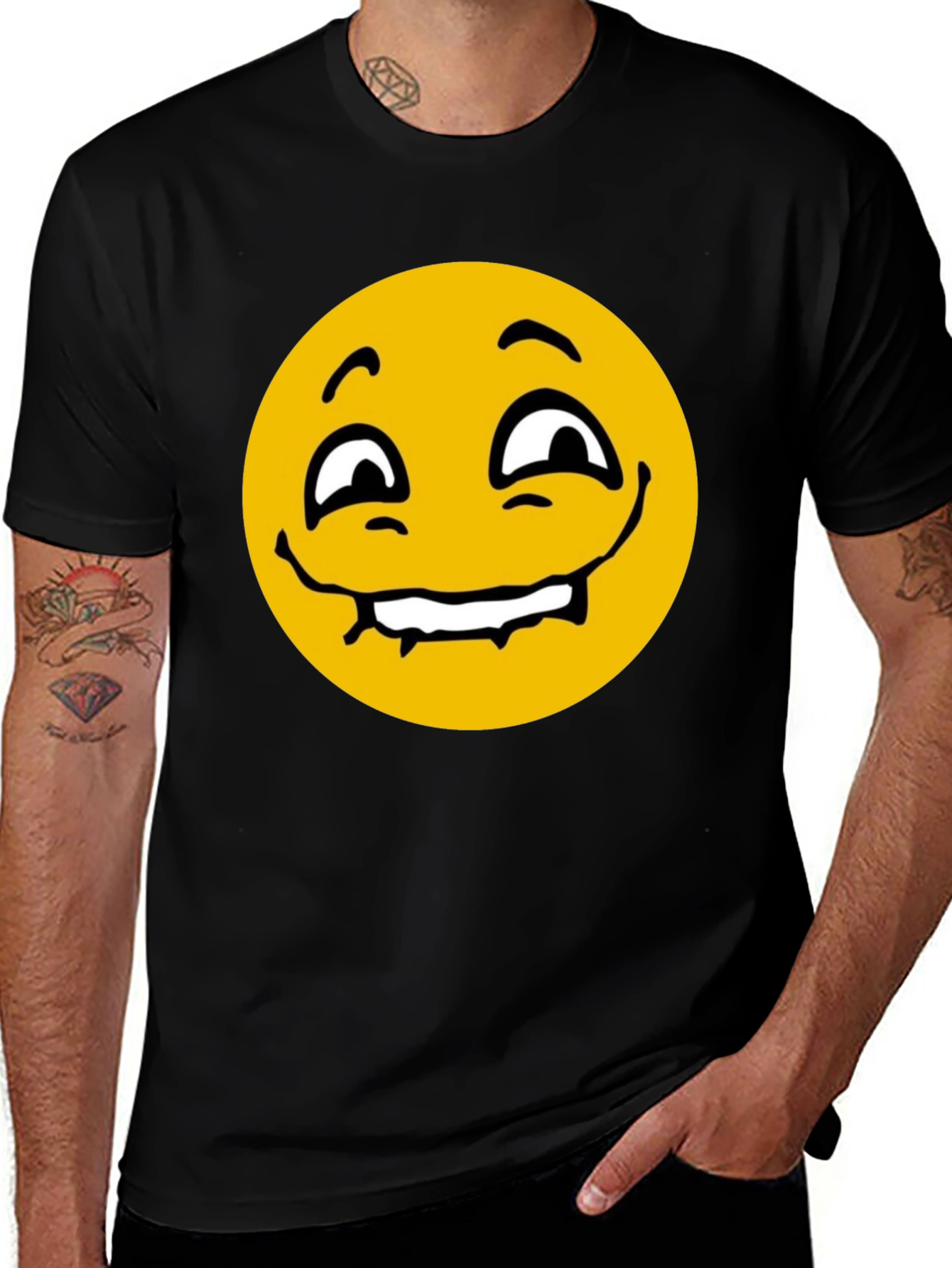 Funny Emoji Graphic T-Shirt - Black Cotton Tee