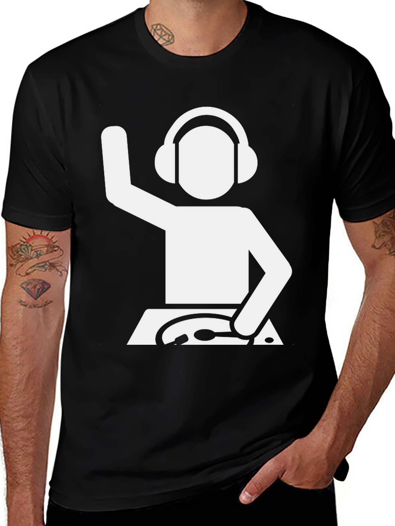 Variant 26 of DJ Graphic Tee - Black Cotton Blend