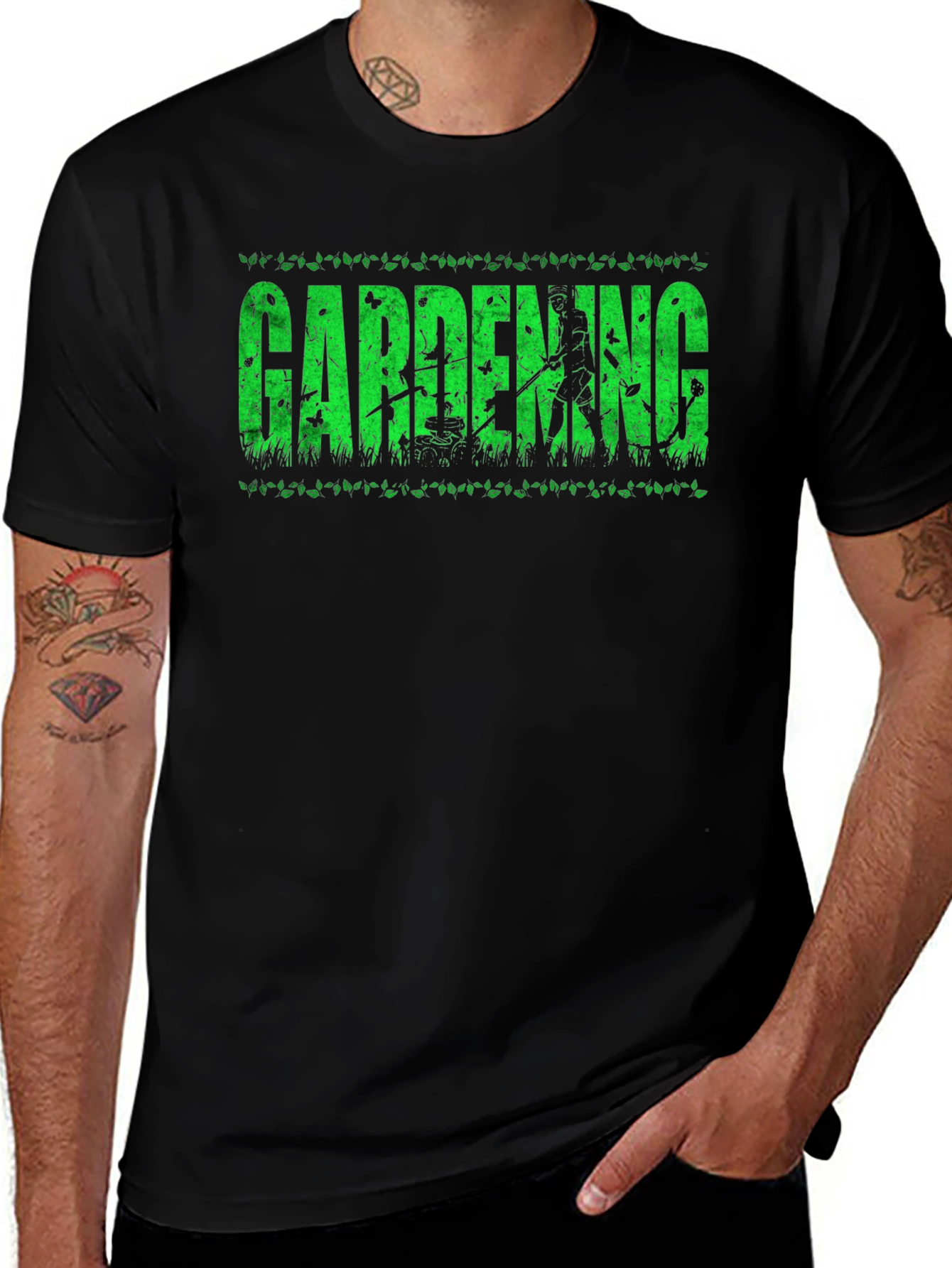 Variant 27 of Gardening T-Shirt - Green Text Design