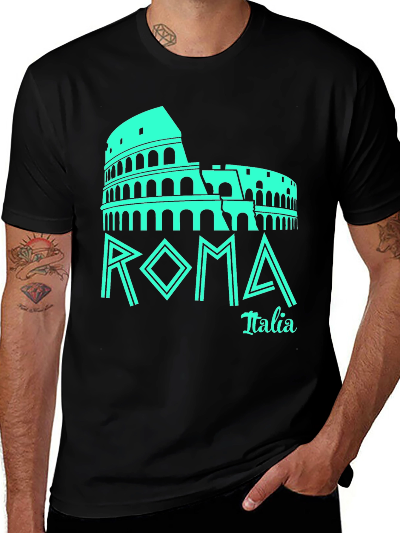 Roma Italia Graphic T-Shirt - Black