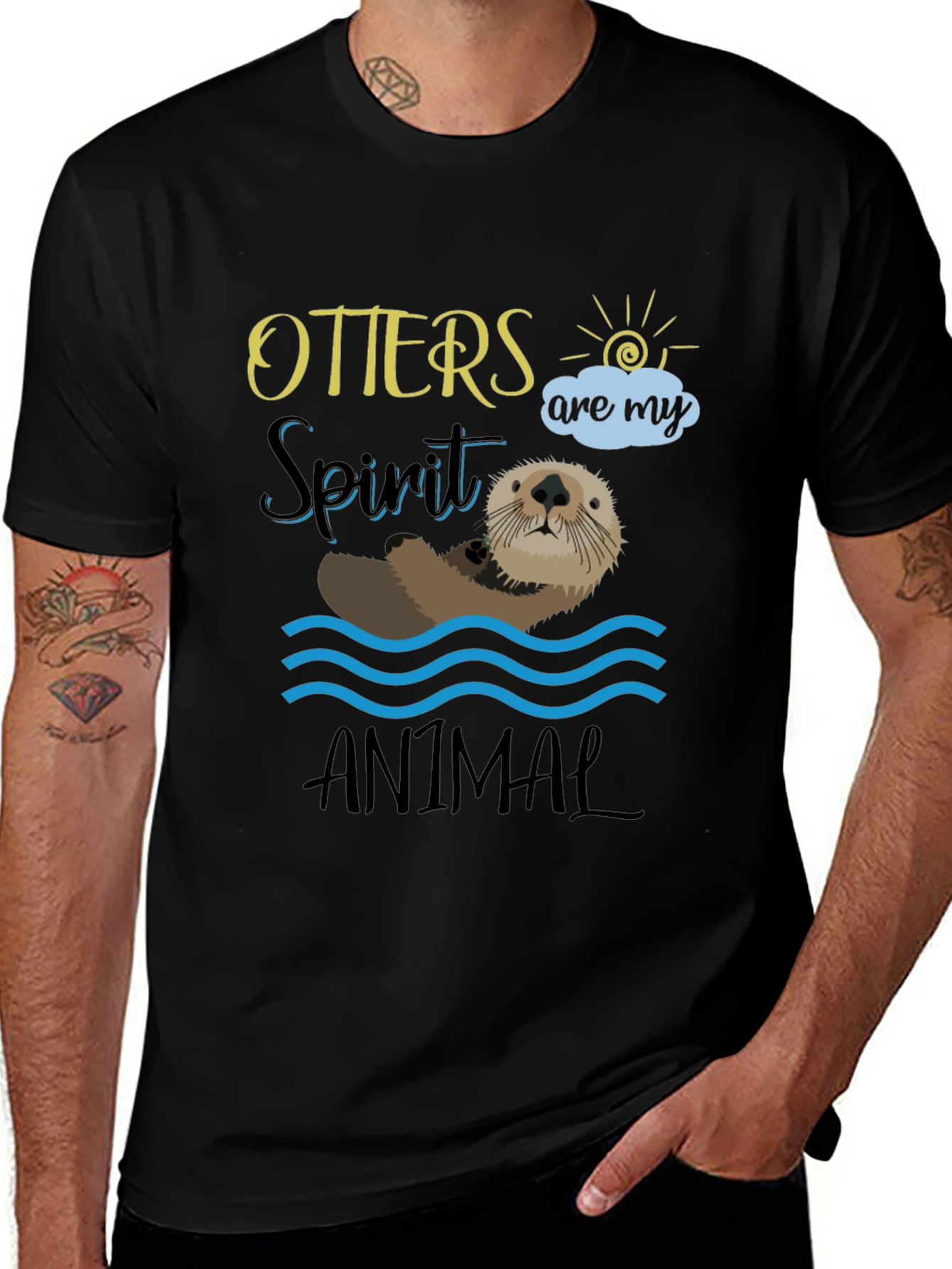 Black Otter Spirit Animal Graphic Tee - Unisex Black T-Shirt main image