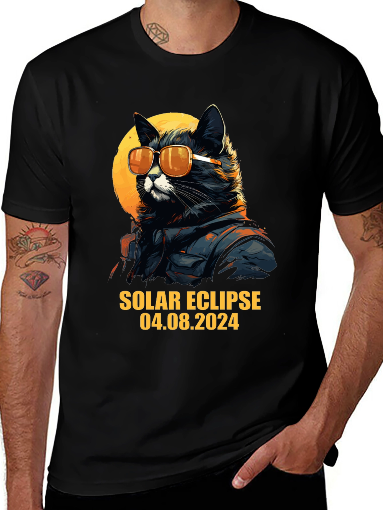 Variant 18 of Solar Eclipse 2024 Cat T-Shirt