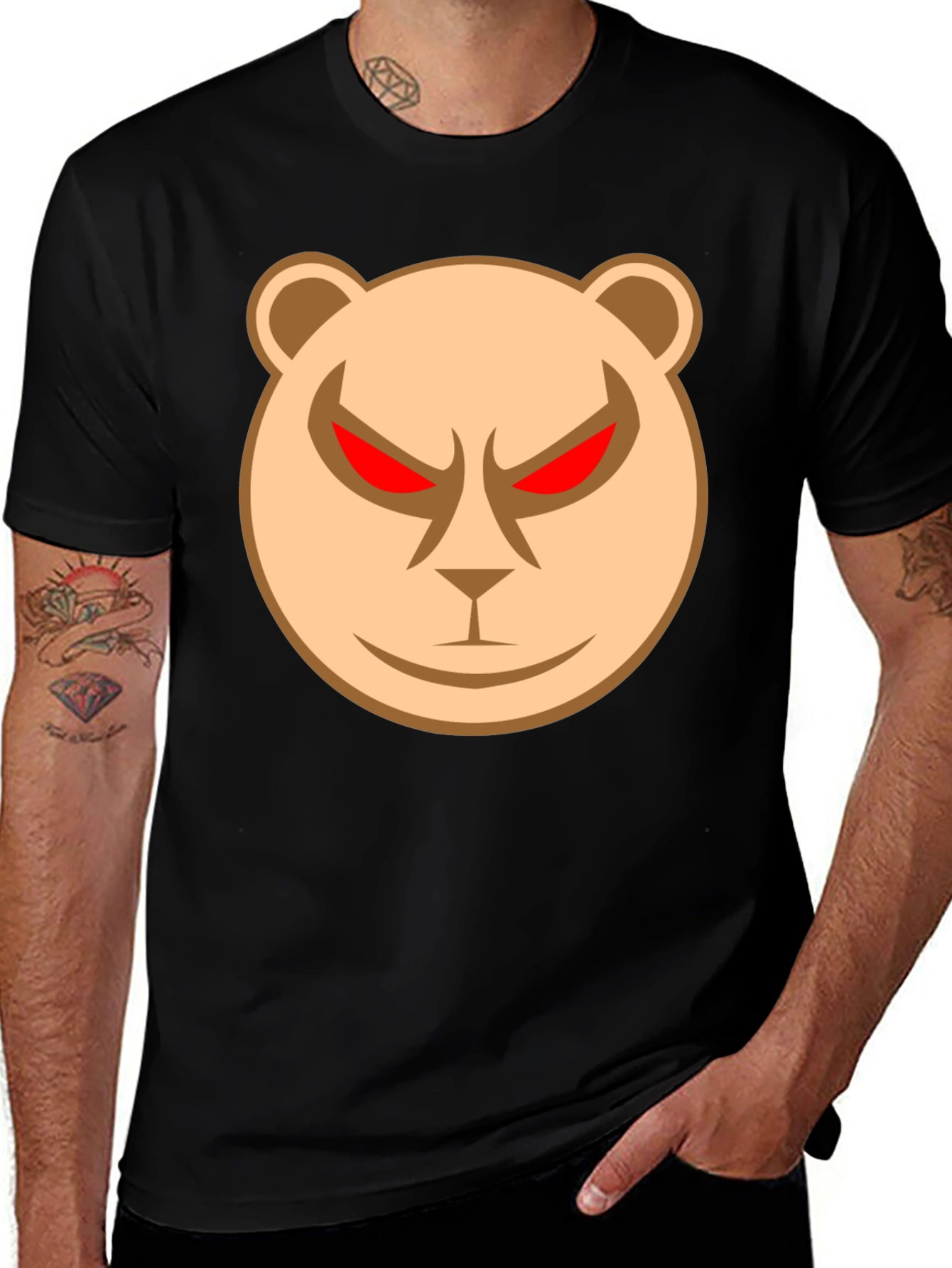 Variant 30 of Men's Black T-Shirt with Angry Bear Graphic