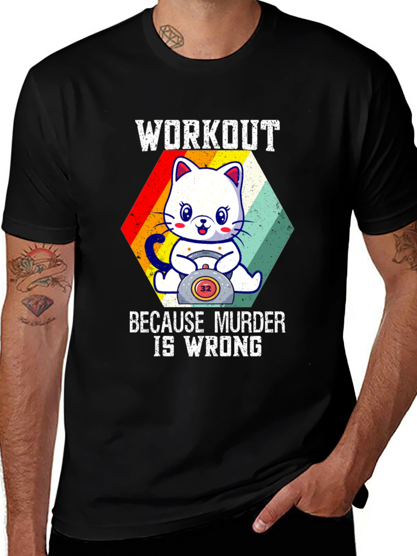 Variant 26 of Workout Because Murder Is Wrong Funny T-Shirt