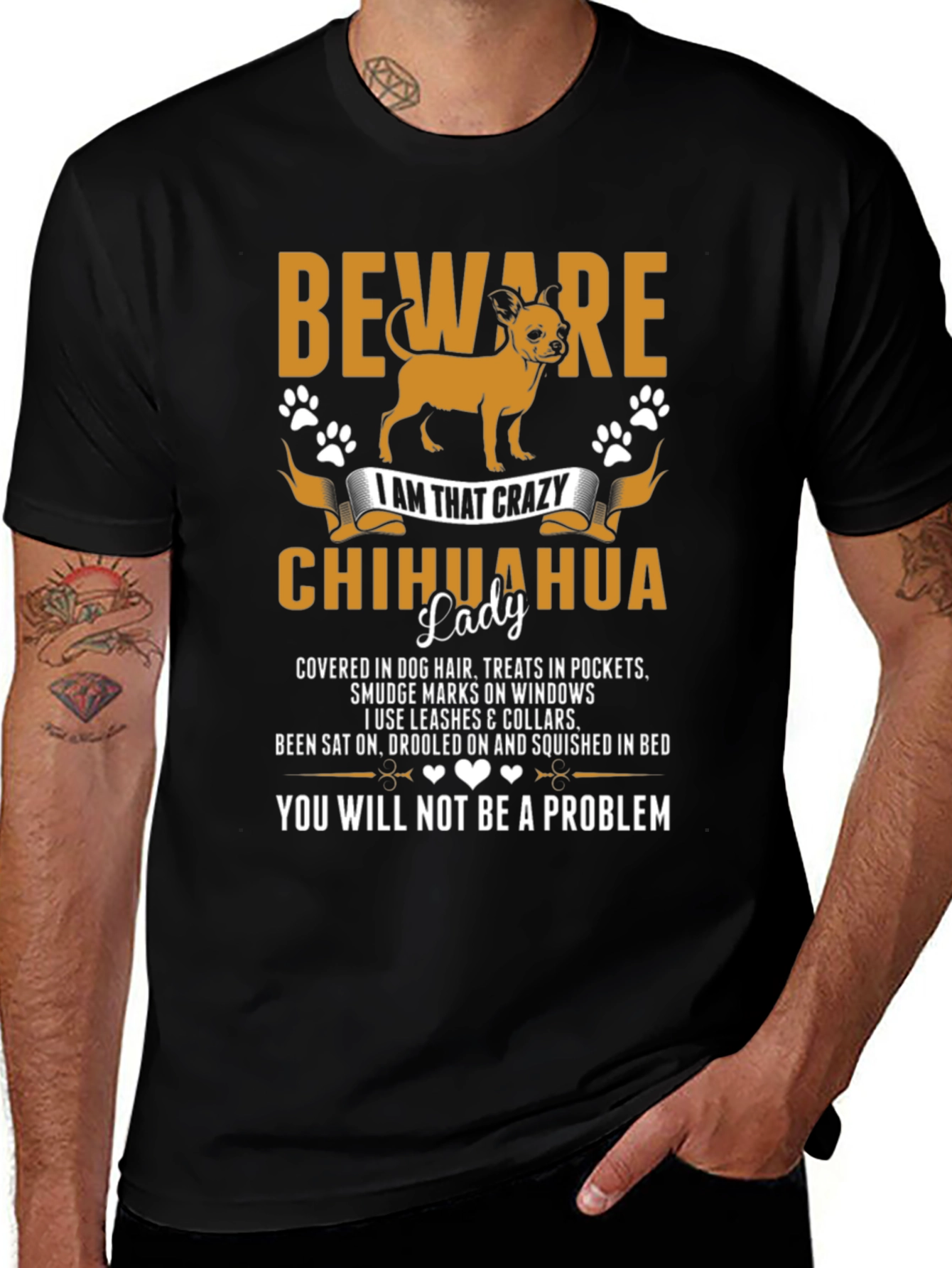 Variant 16 of Beware Crazy Chihuahua Lady Graphic Tee