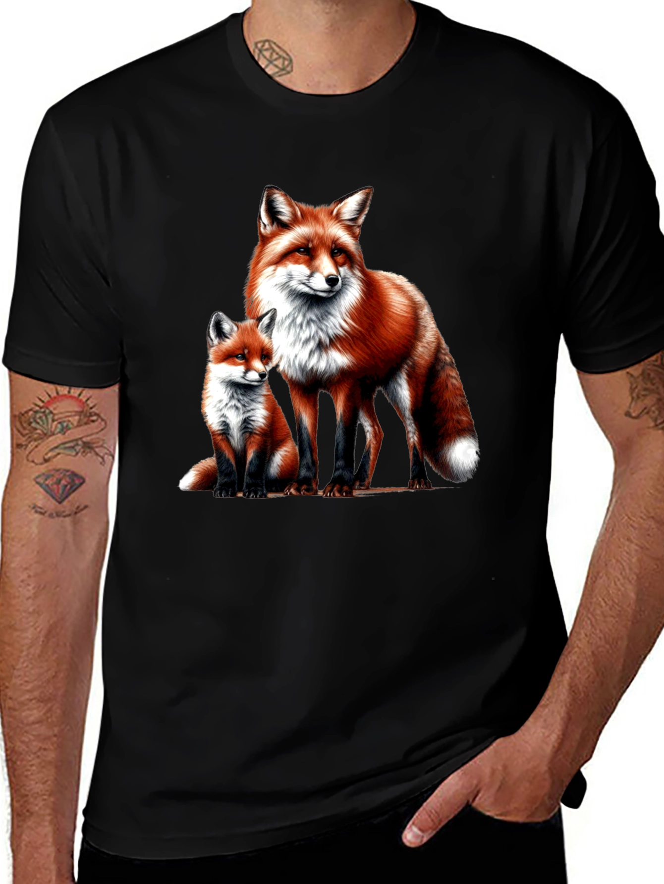 Variant 17 of Fox Family Black T-Shirt