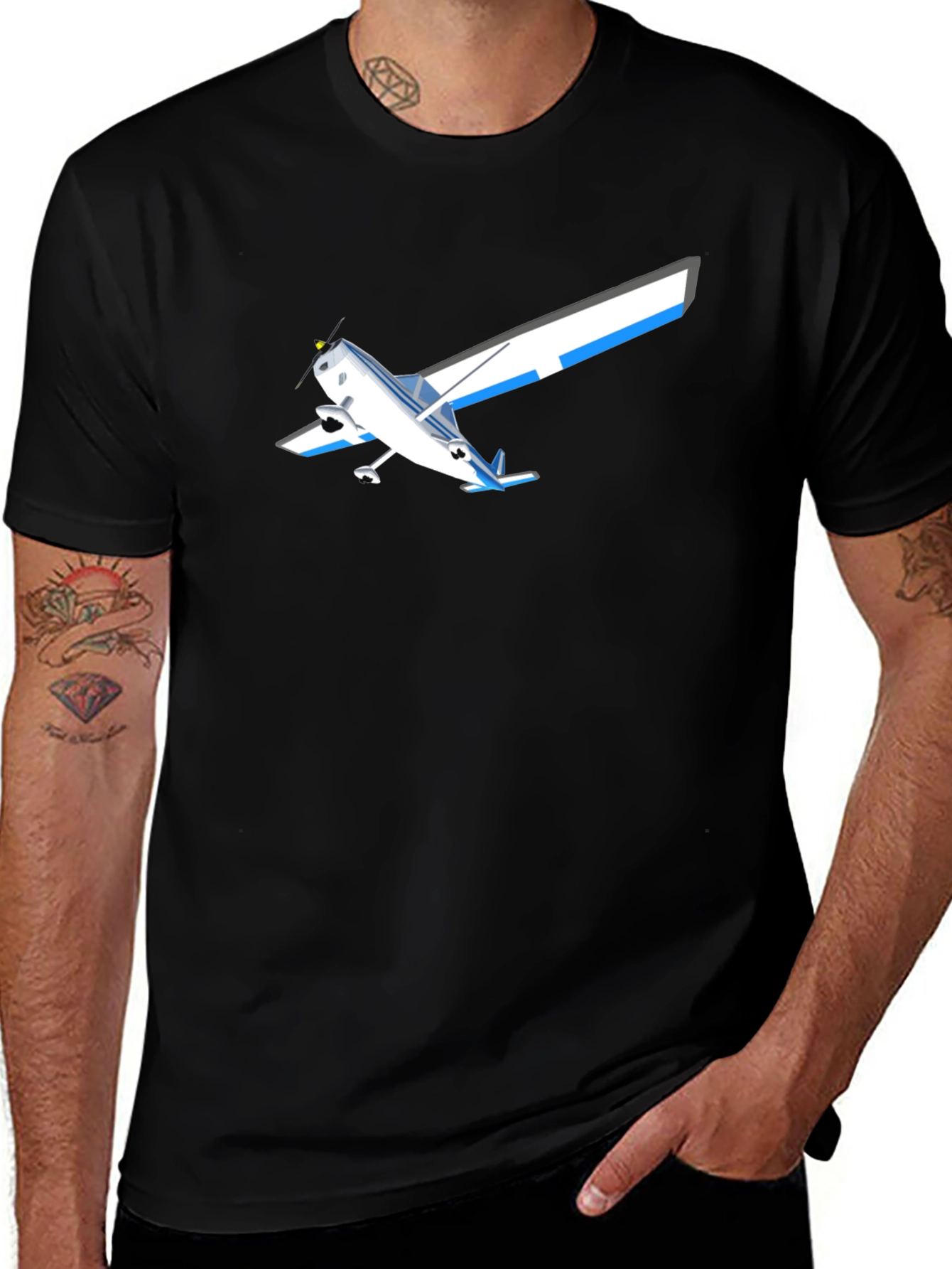 Variant 4 of Airplane Graphic T-Shirt - Black Casual Tee