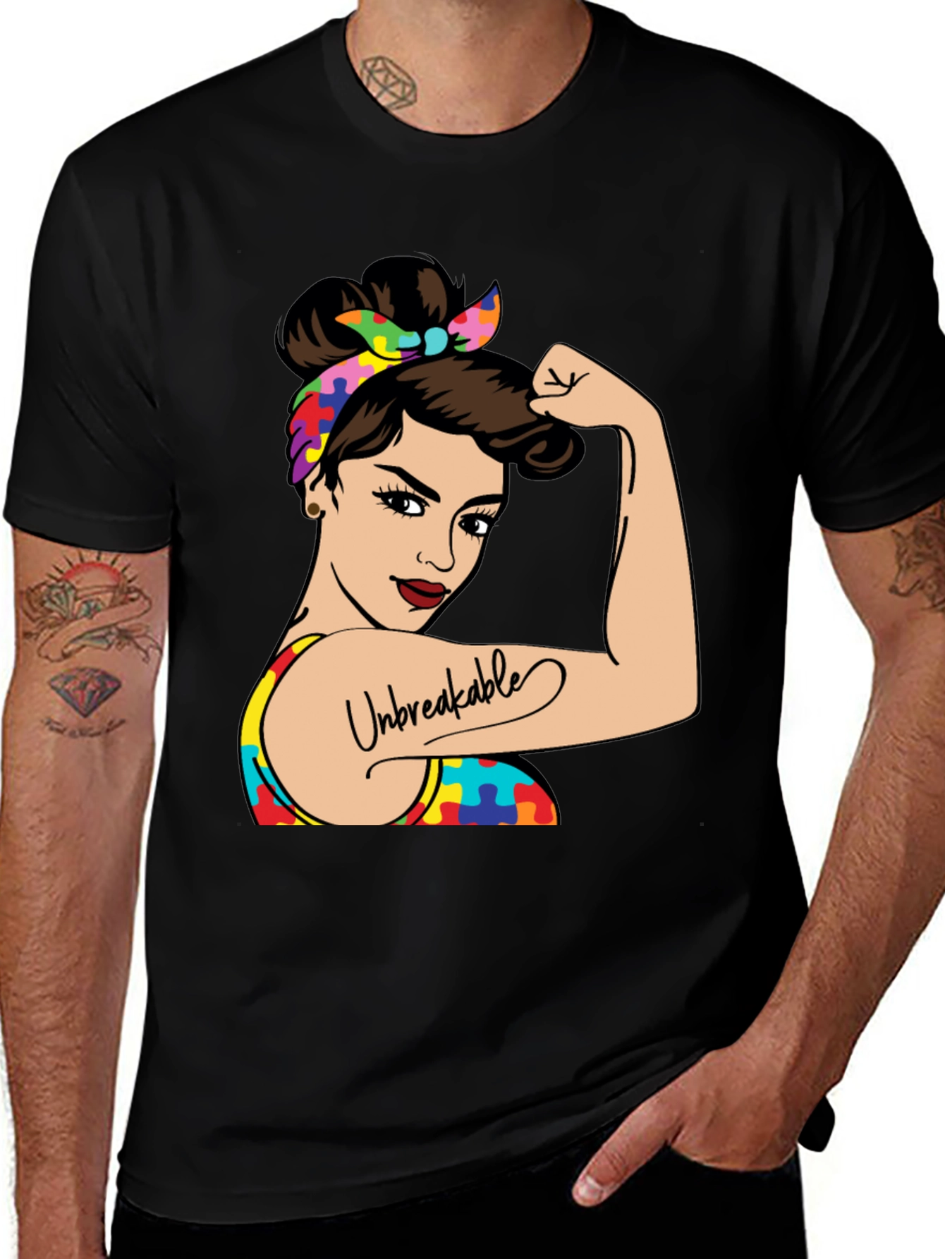 Variant 2 of Unbreakable Autism Awareness Graphic T-Shirt