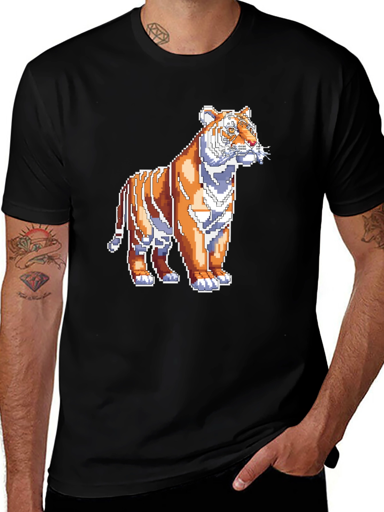 Variant 15 of Pixel Tiger Graphic Tee - Cool Retro Style