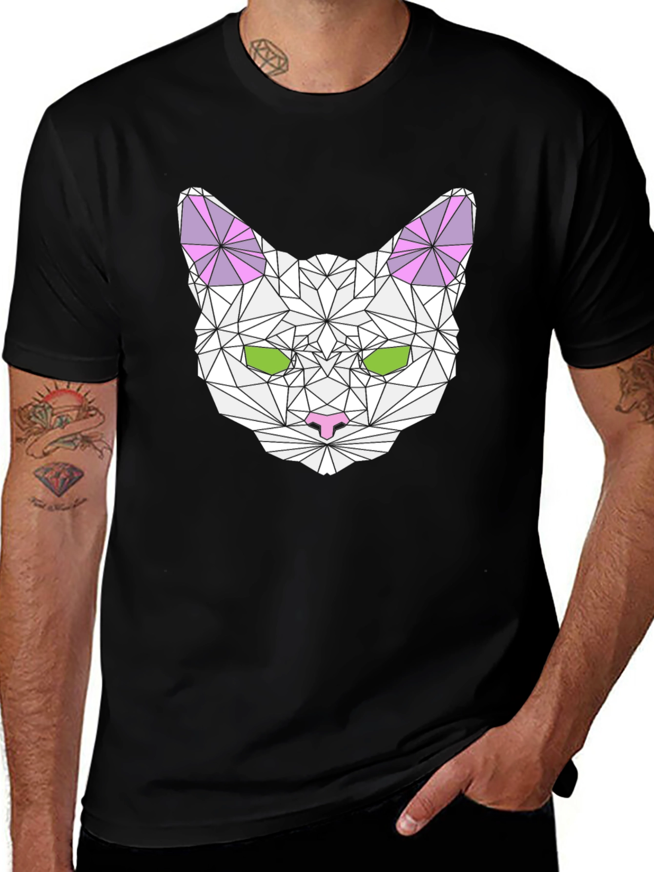 Variant 17 of Geometric Cat Face T-Shirt - Unique Graphic Tee