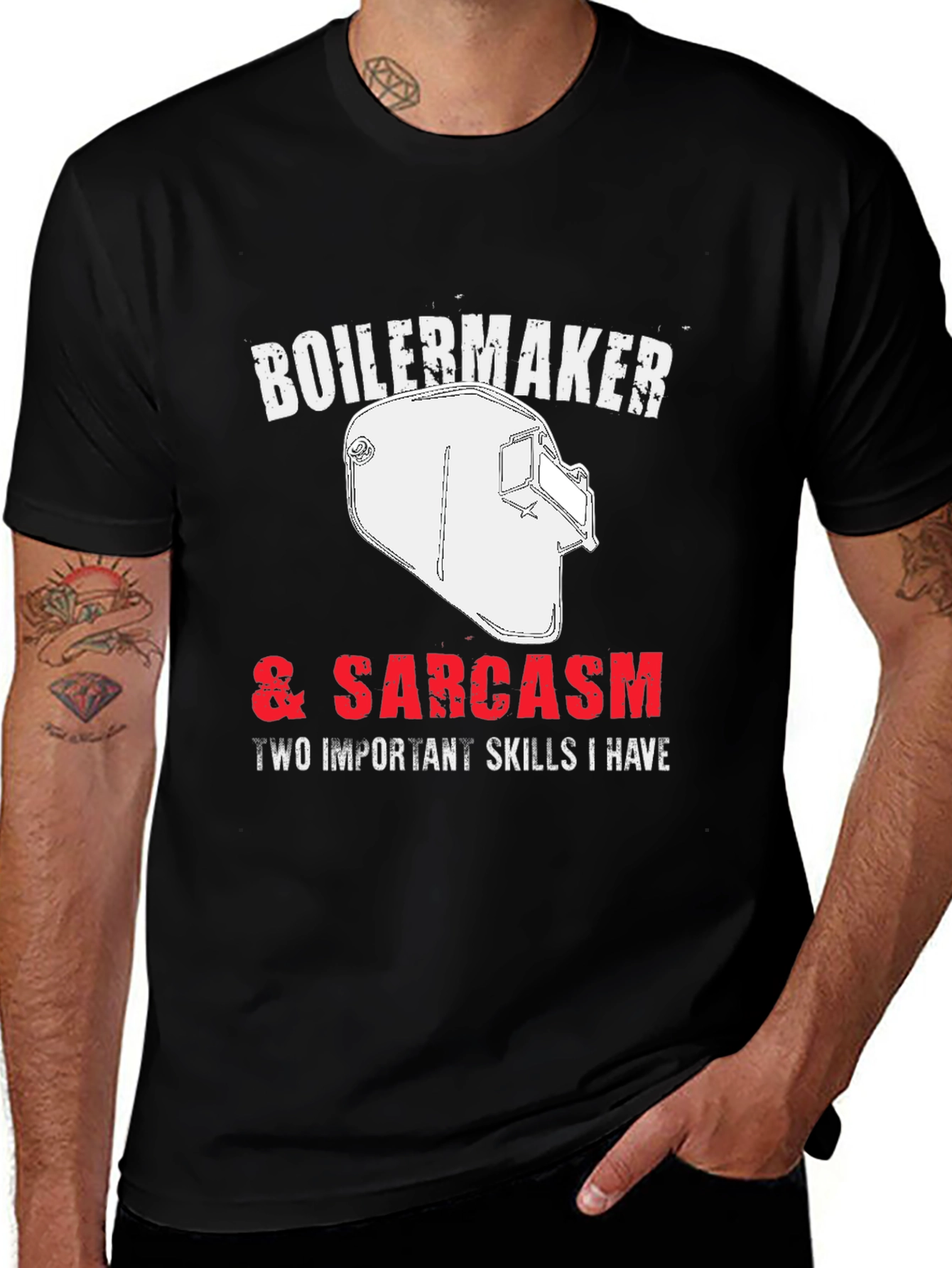 Boilermaker & Sarcasm Graphic Tee - Black Crewneck T-Shirt