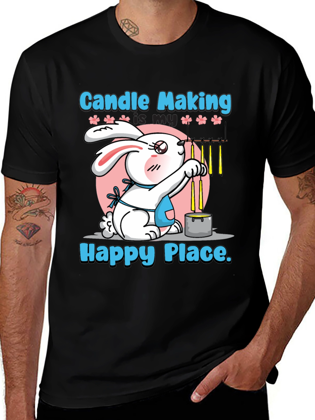 Variant 14 of Candle Making Bunny T-Shirt - Craft Lover Tee