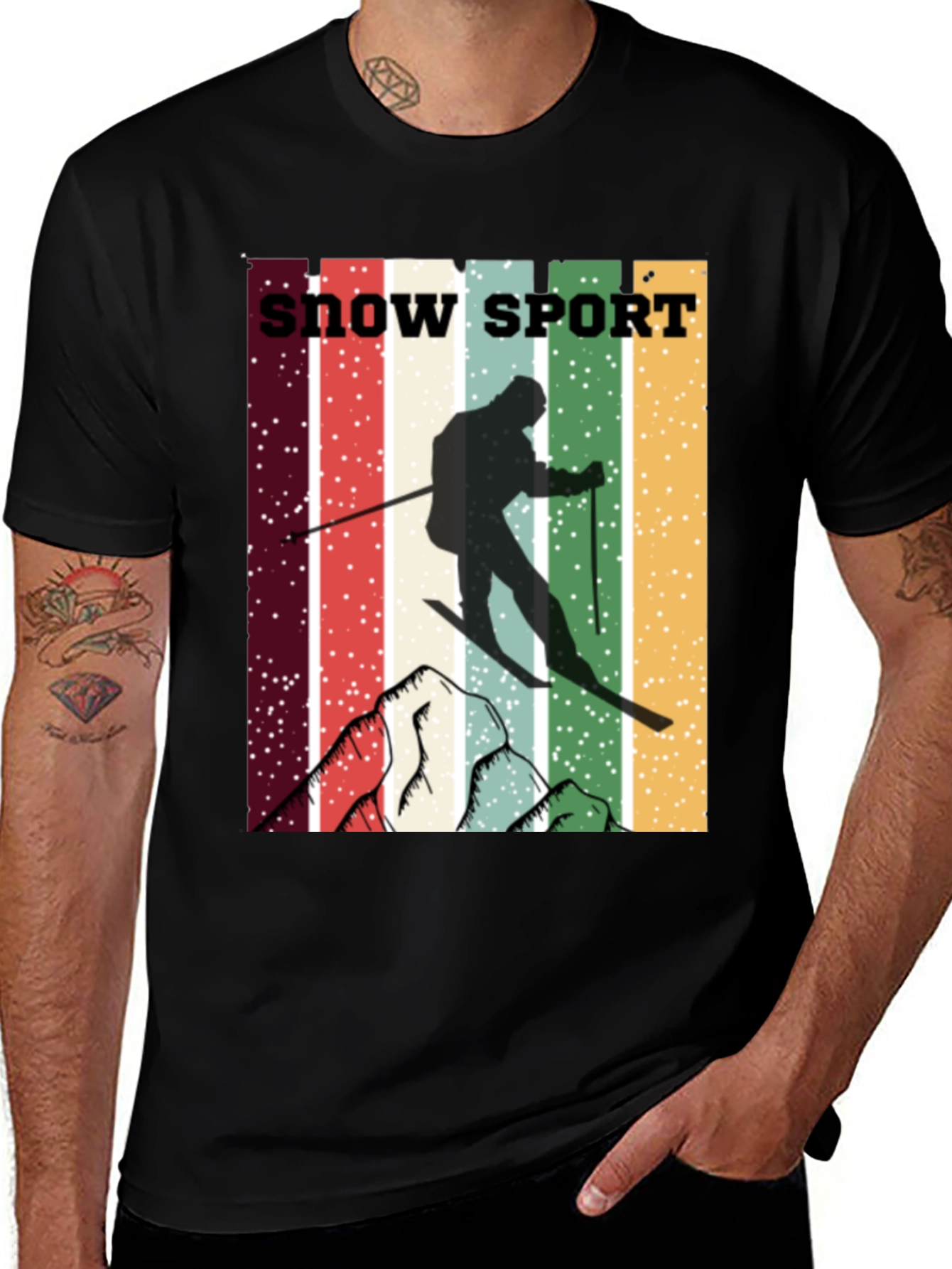 Variant 14 of Retro Snow Sport T-Shirt - Skiing Adventure Tee