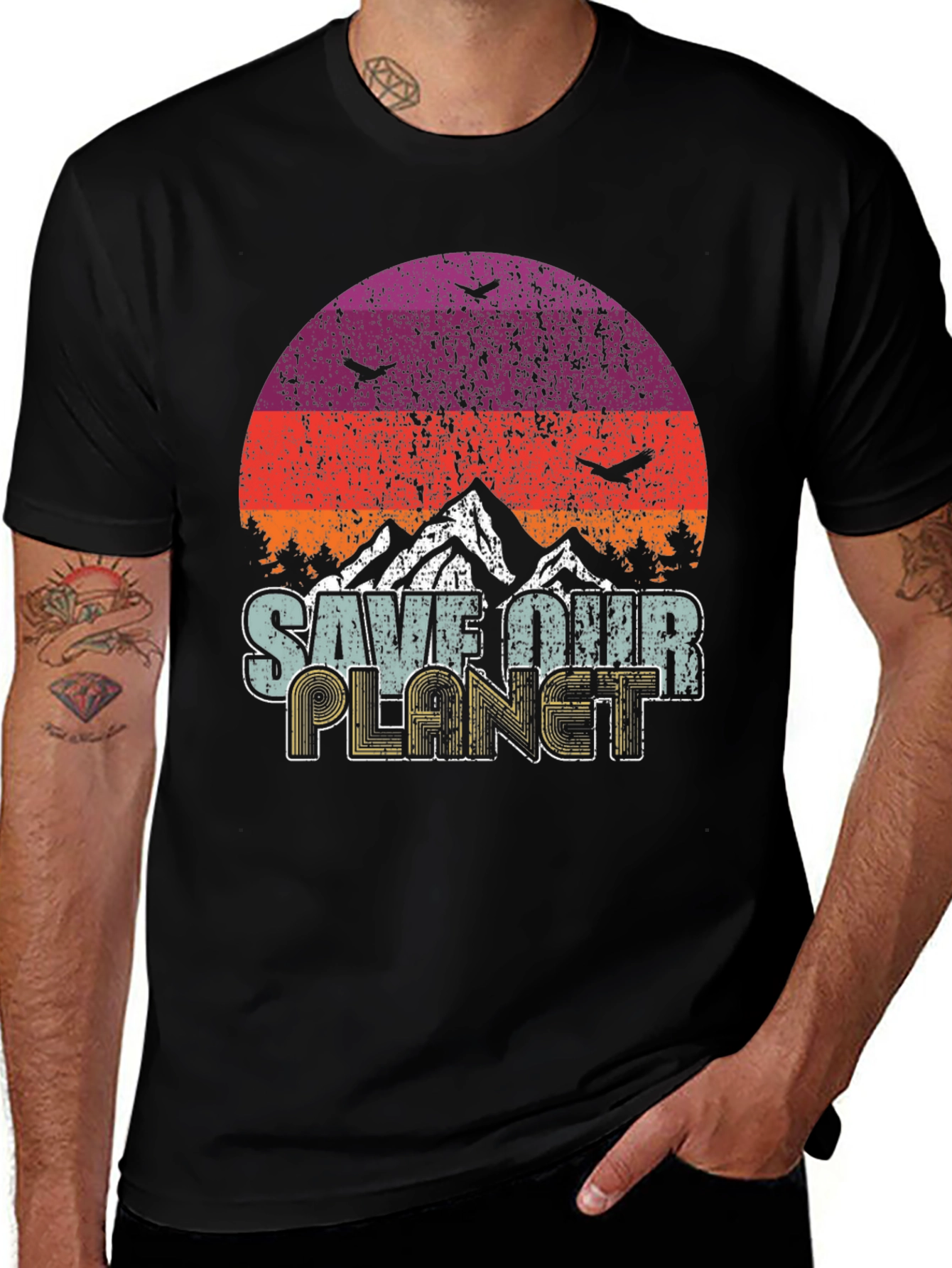 Save Our Planet Graphic T-Shirt Retro Earth Day Tee