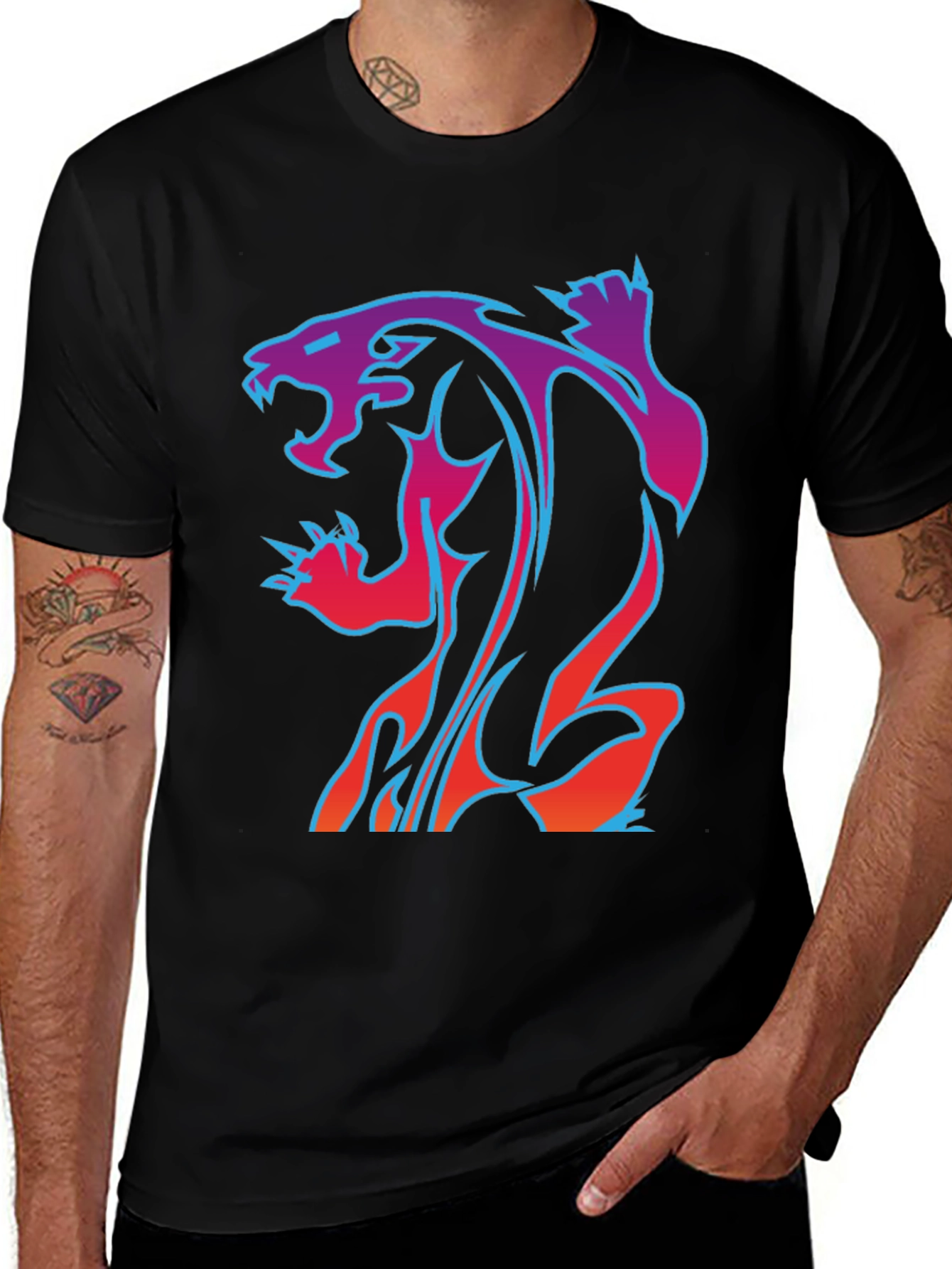 Variant 11 of Neon Panther Graphic Tee - Cool Style!