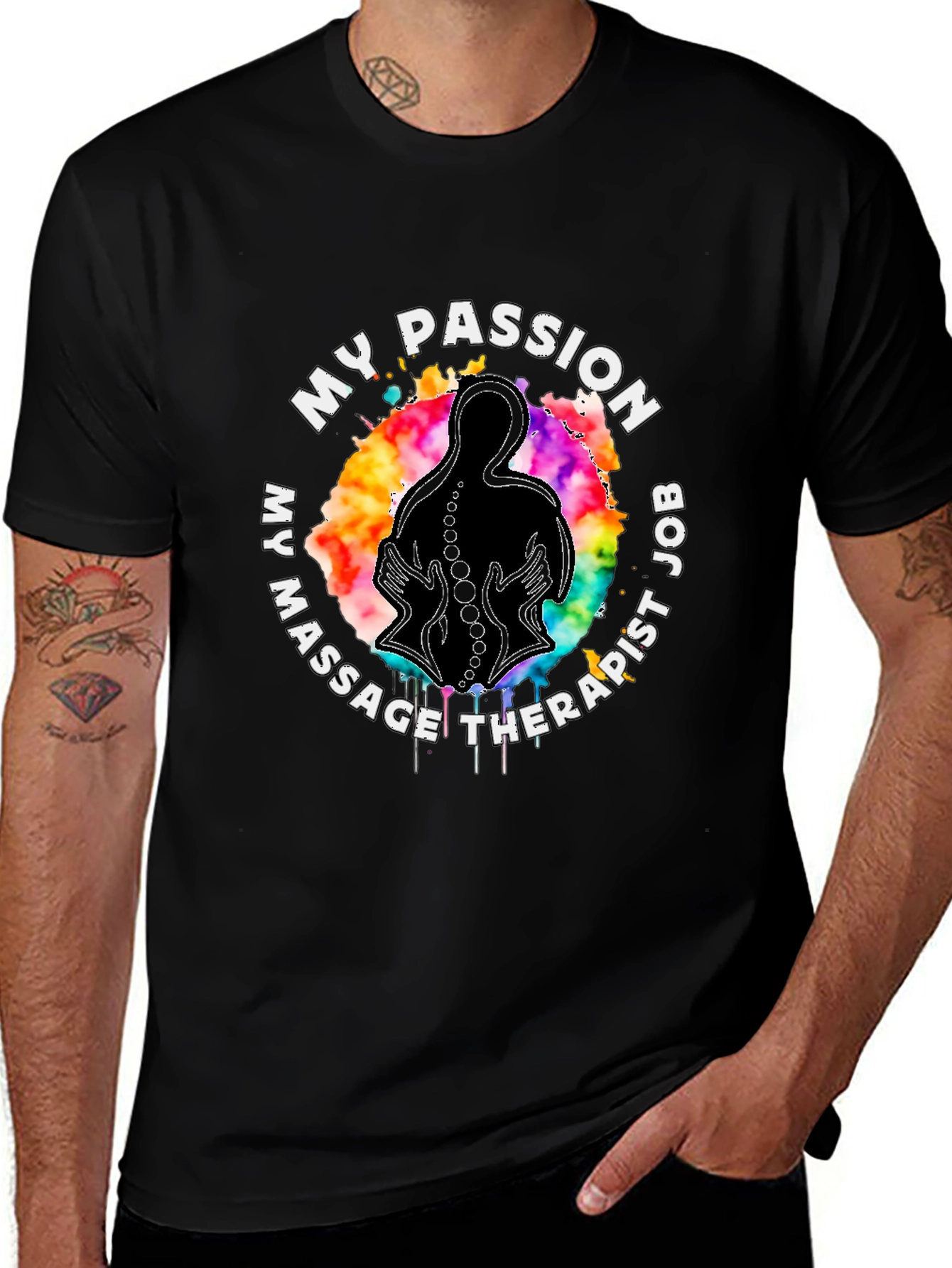 Variant 23 of Massage Therapist Passion Job Black T-Shirt