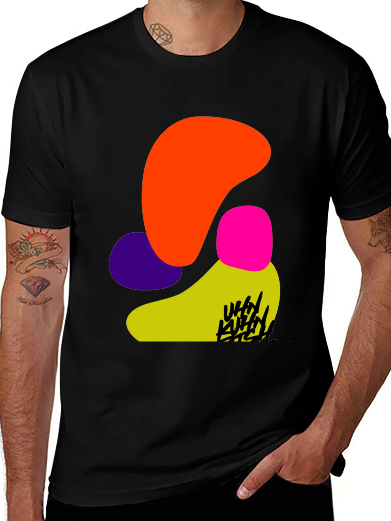 Variant 21 of Abstract Graphic Print Black T-Shirt