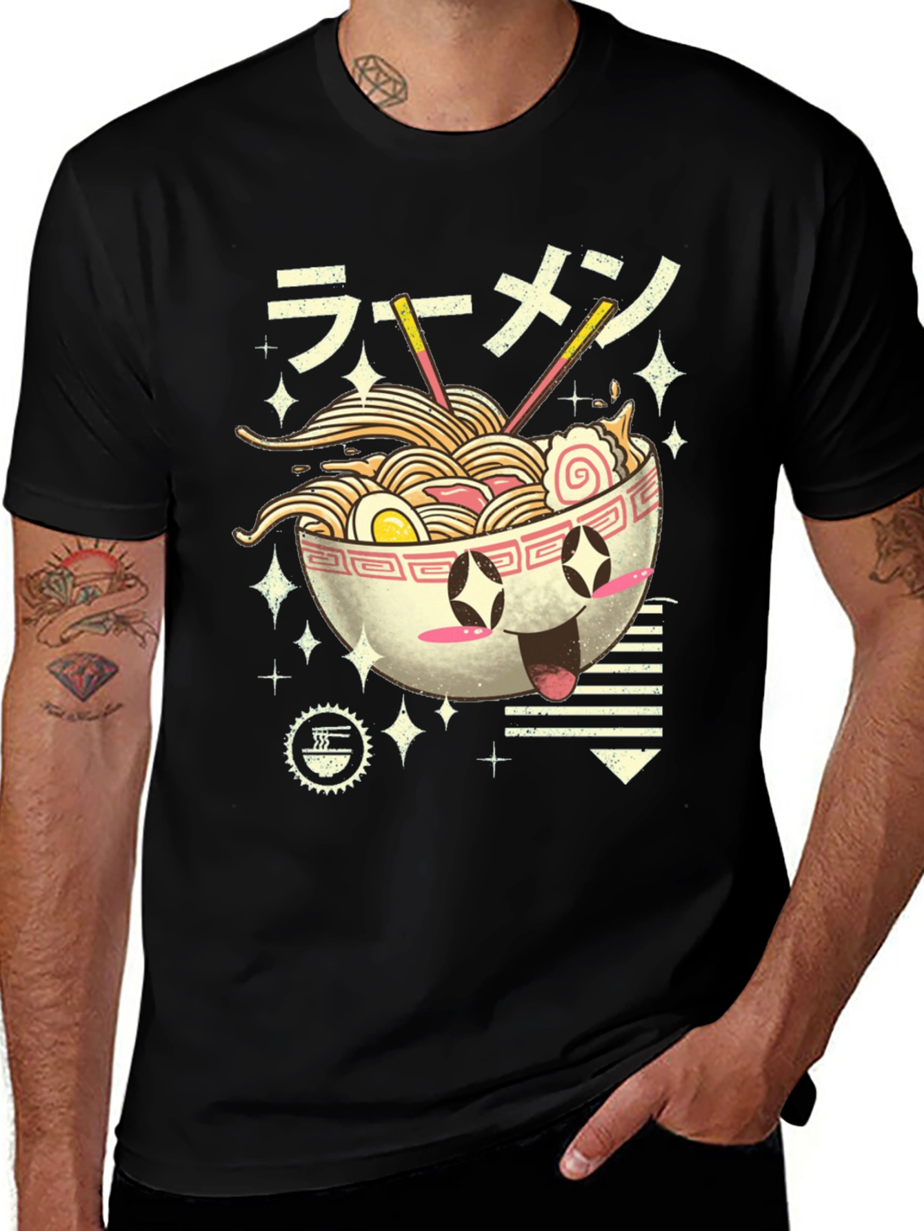 Black Kawaii Ramen Bowl Graphic Tee - Black main image