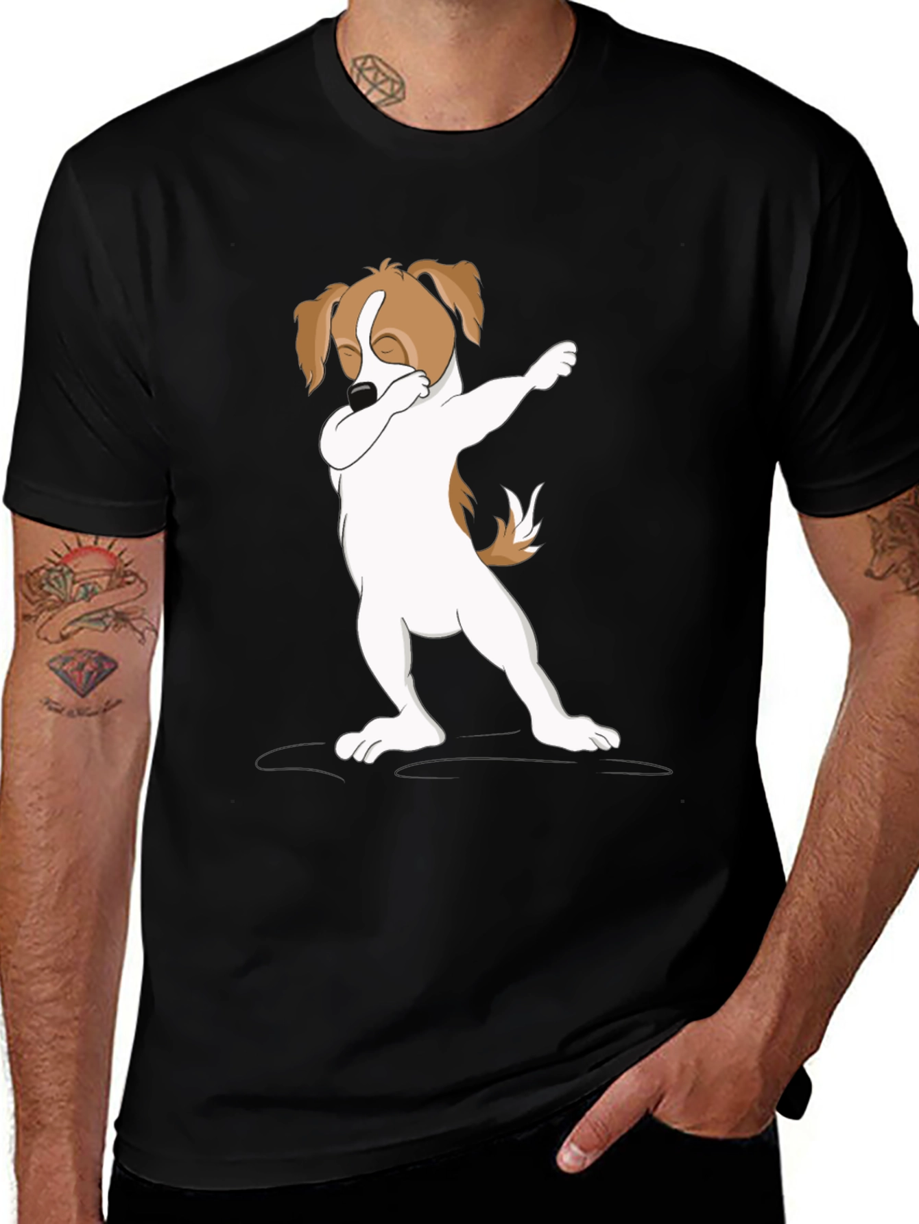 Dabbing Dog Graphic Tee - Trendy Men's T-Shirt