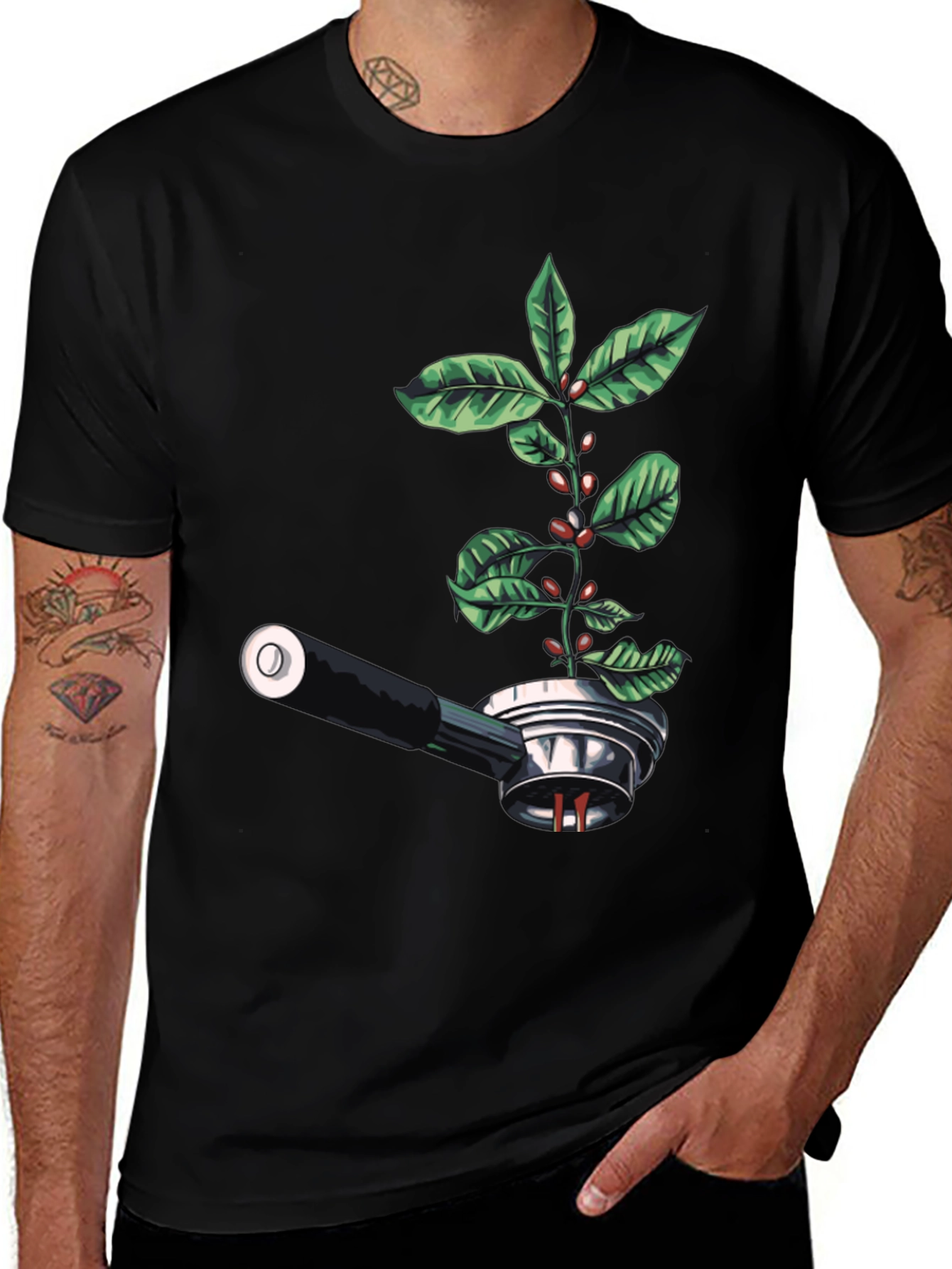 Variant 22 of Coffee Plant Tee - Espresso Machine Sprout Design
