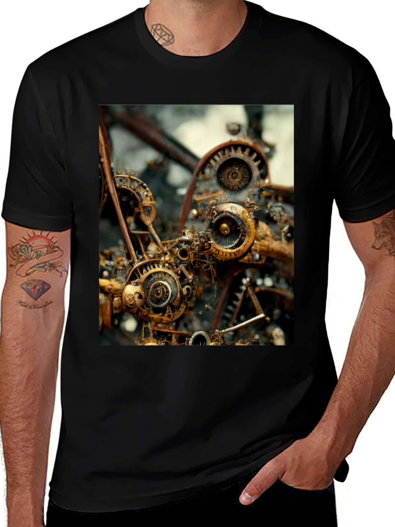 Variant 23 of Steampunk Gears Graphic Tee - Rusting Machinery Print