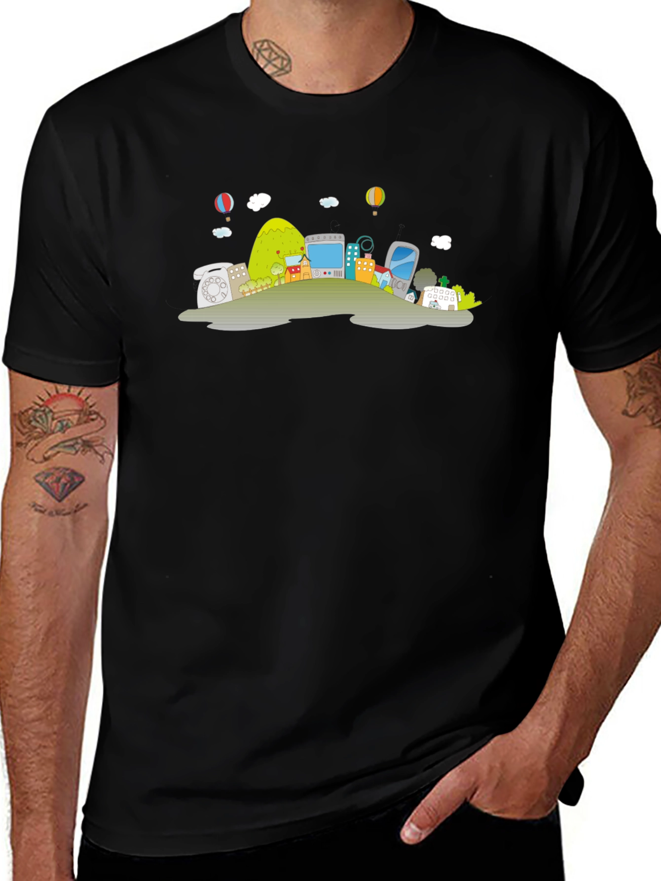 Black Novelty Techscape Black T-Shirt main image