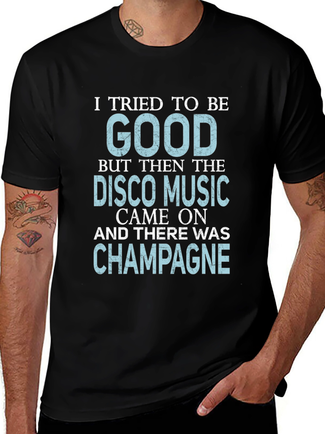 Variant 16 of Good Disco Music Champagne Men's Black T-Shirt