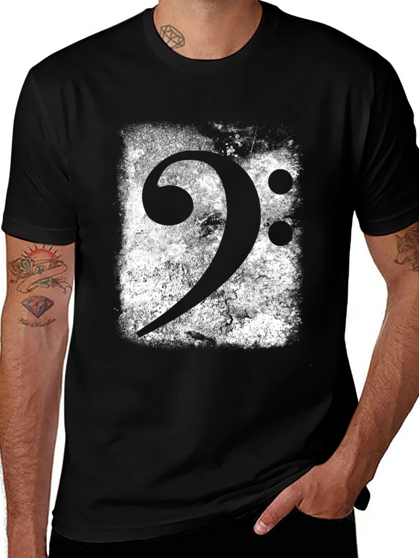 Variant 7 of Bass Clef Music T-Shirt - Black Graphic Tee