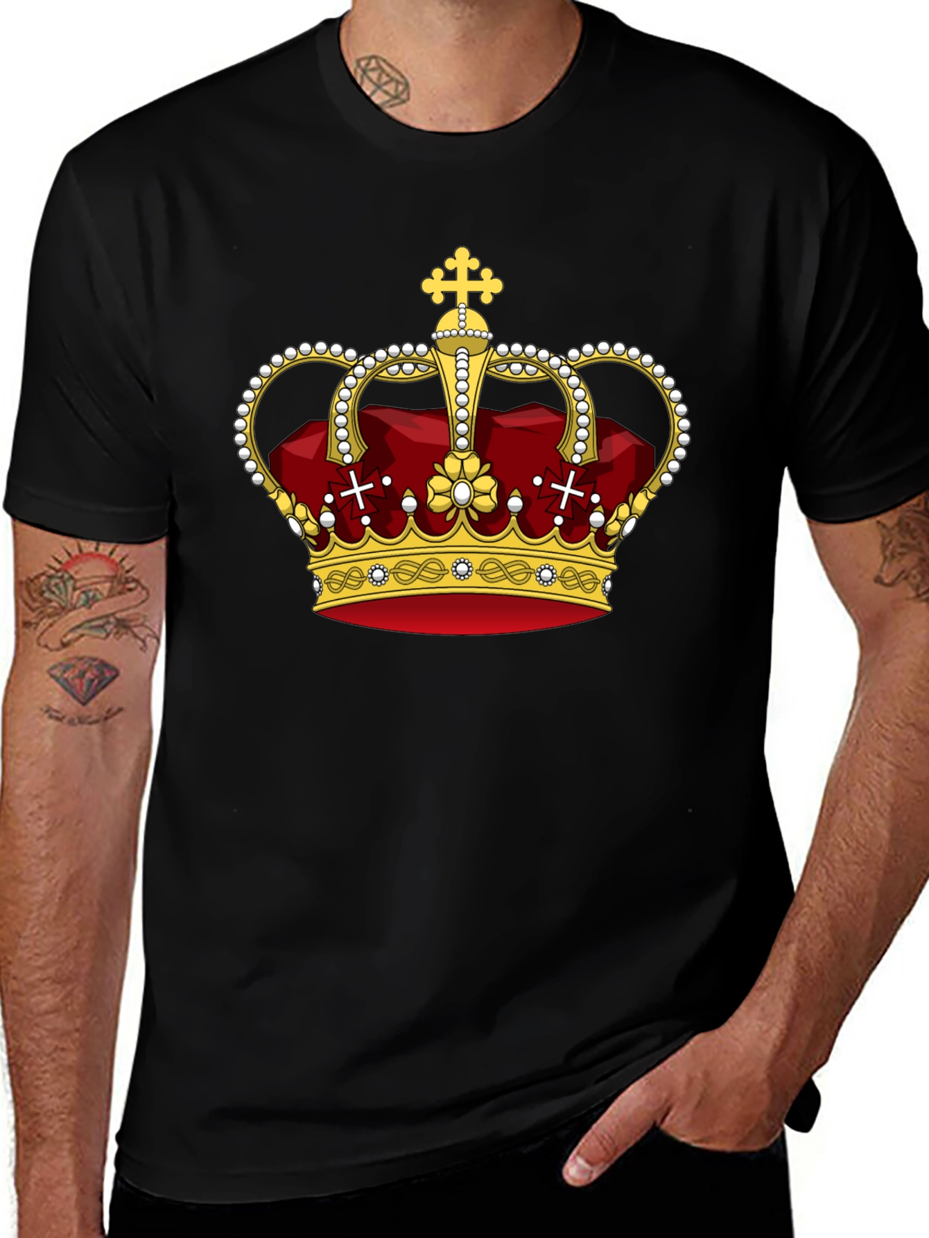Variant 3 of Royal Crown Graphic Tee - Black Cotton Blend