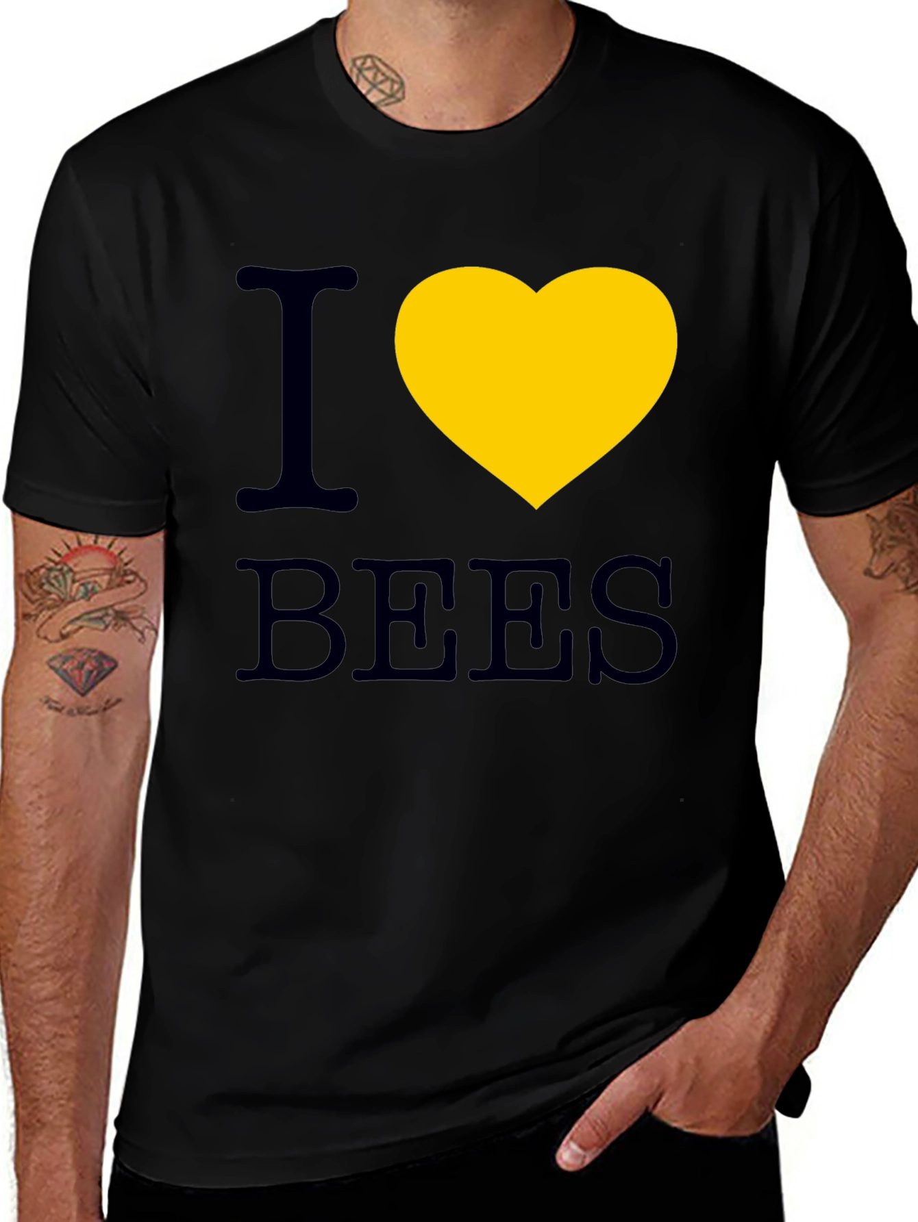 Variant 5 of I Heart Bees Black T-Shirt