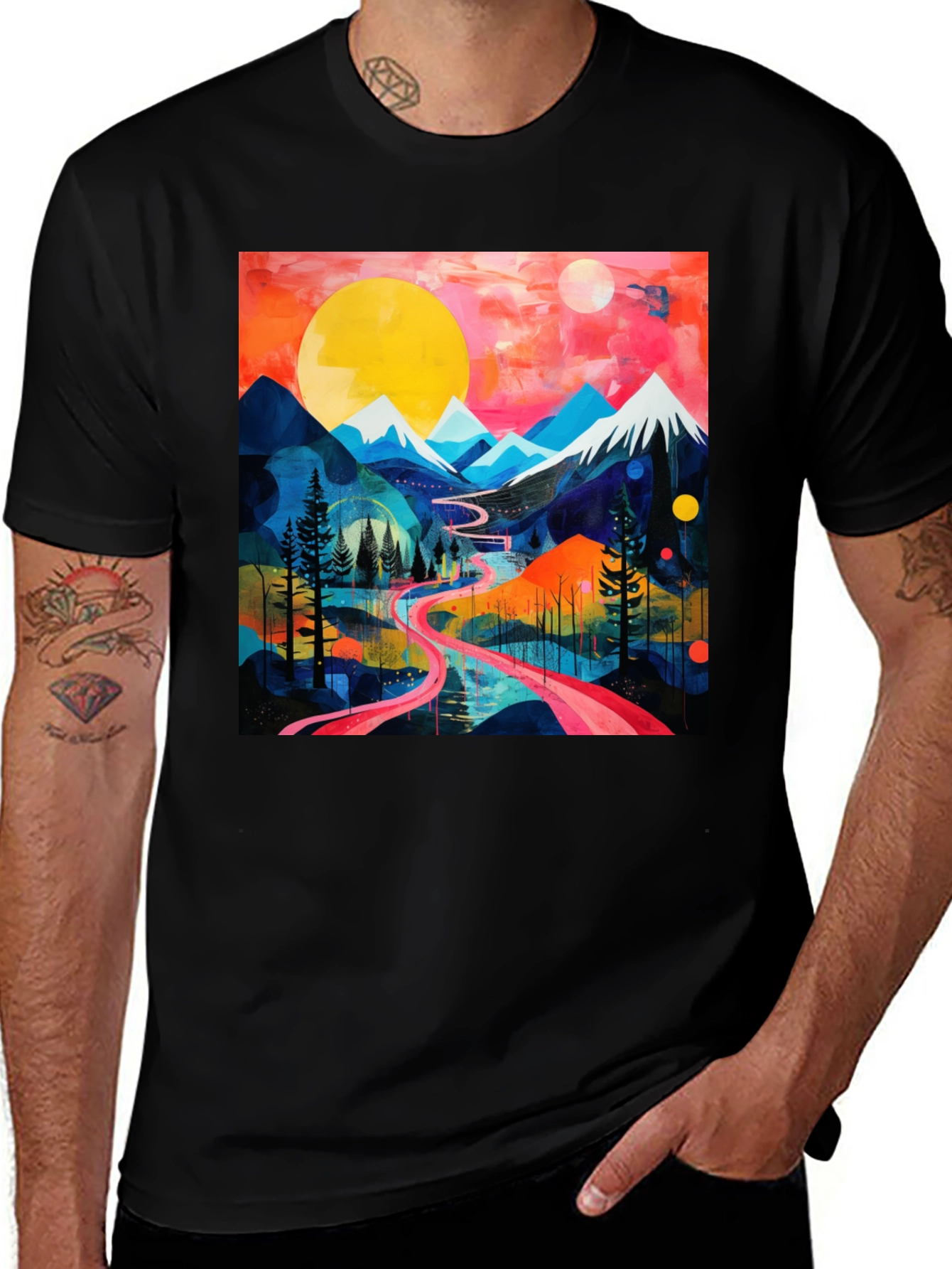Variant 20 of Vibrant Mountain Landscape Graphic Tee