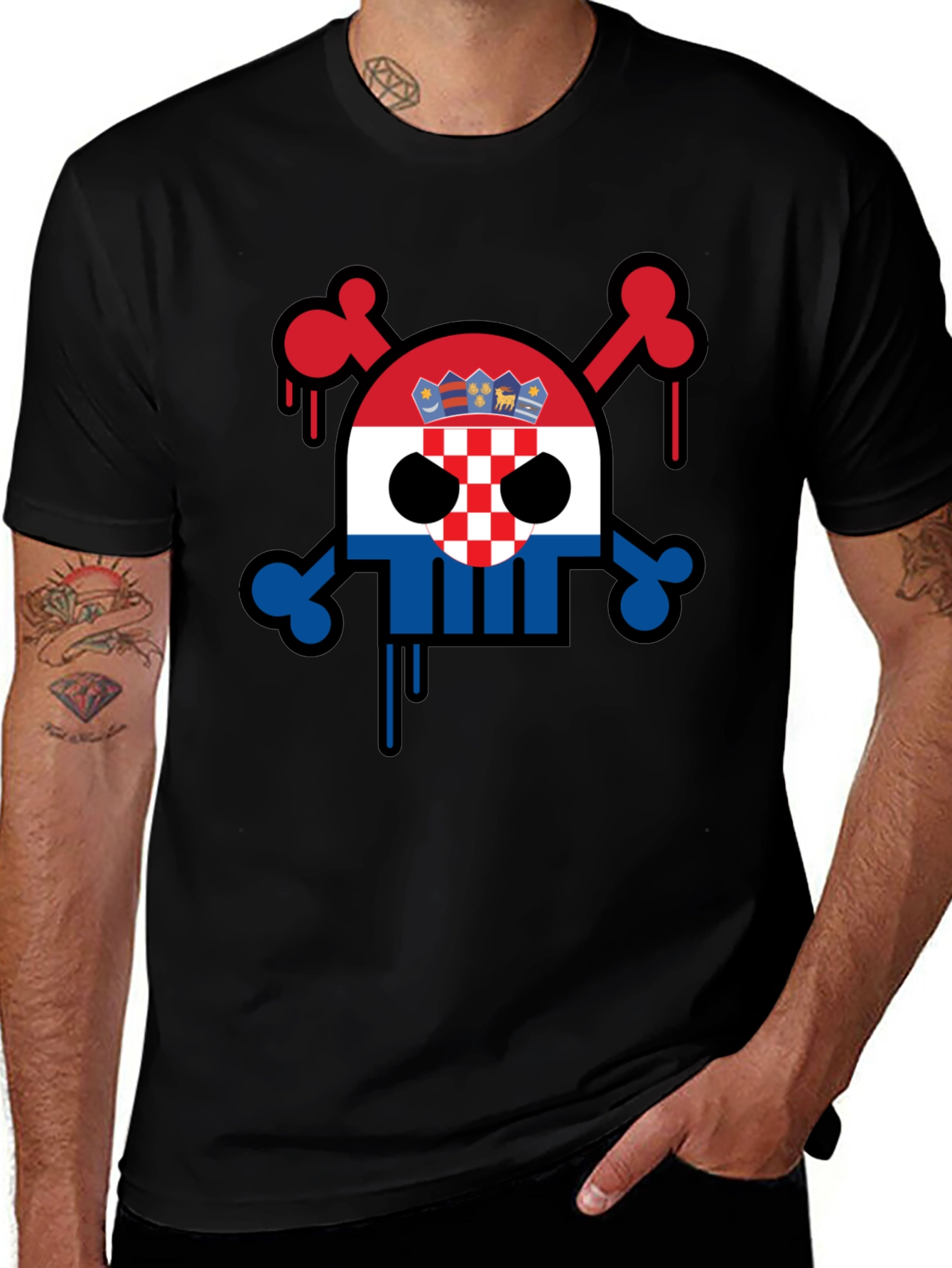 Variant 12 of Croatian Flag Skull Graphic Tee