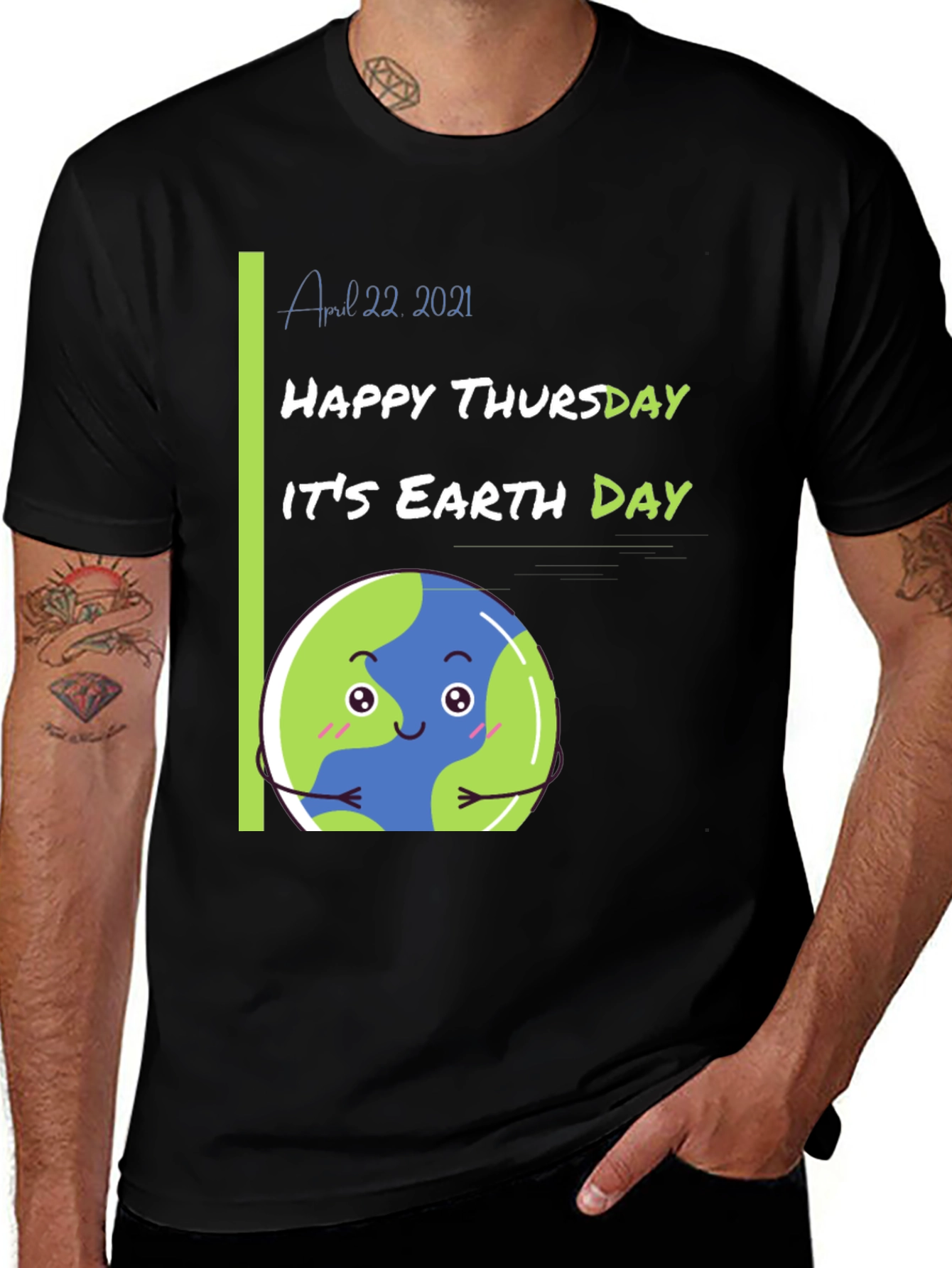 Earth Day Black T-Shirt - Happy Thursday