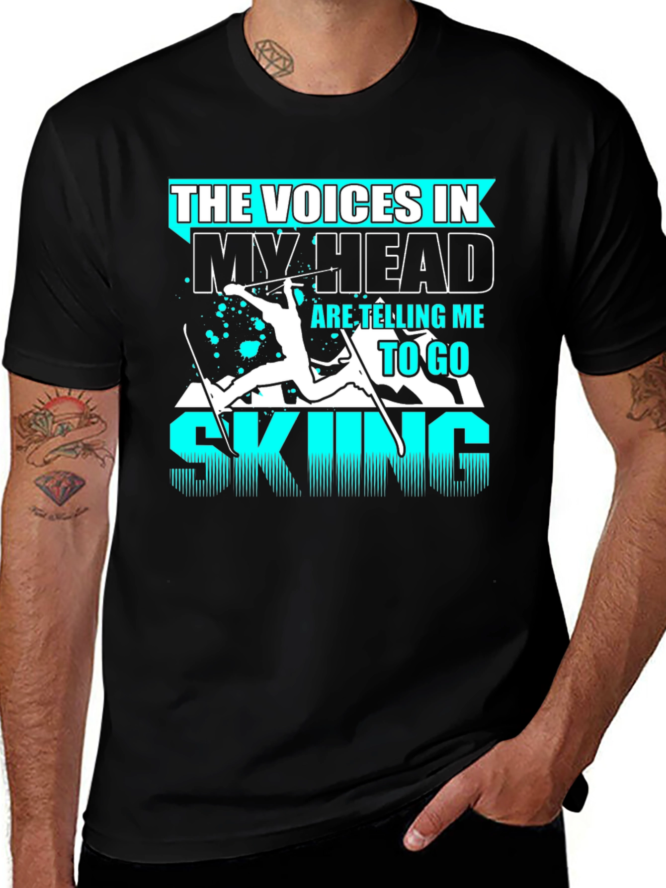 Variant 17 of Voices in My Head Skiing T-Shirt
