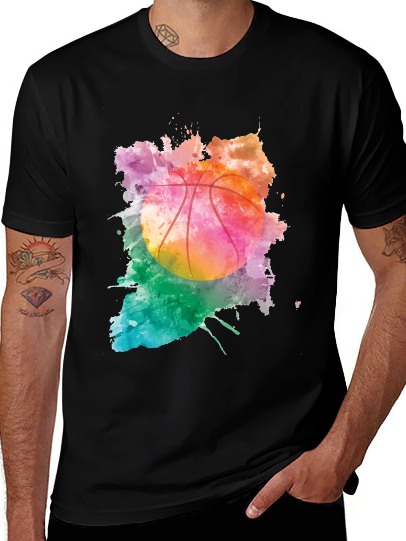 Variant 25 of Watercolor Basketball Graphic T-Shirt