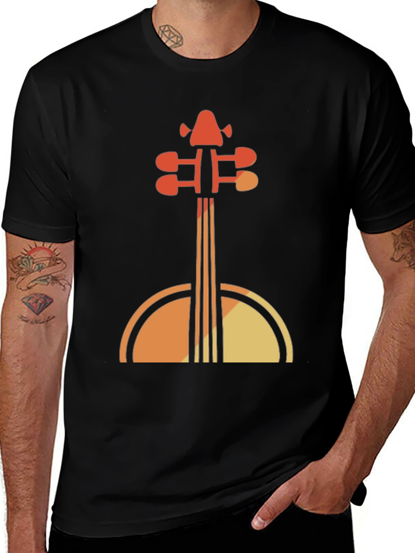 Variant 9 of Abstract Cello Graphic Tee - Black Casual Shirt