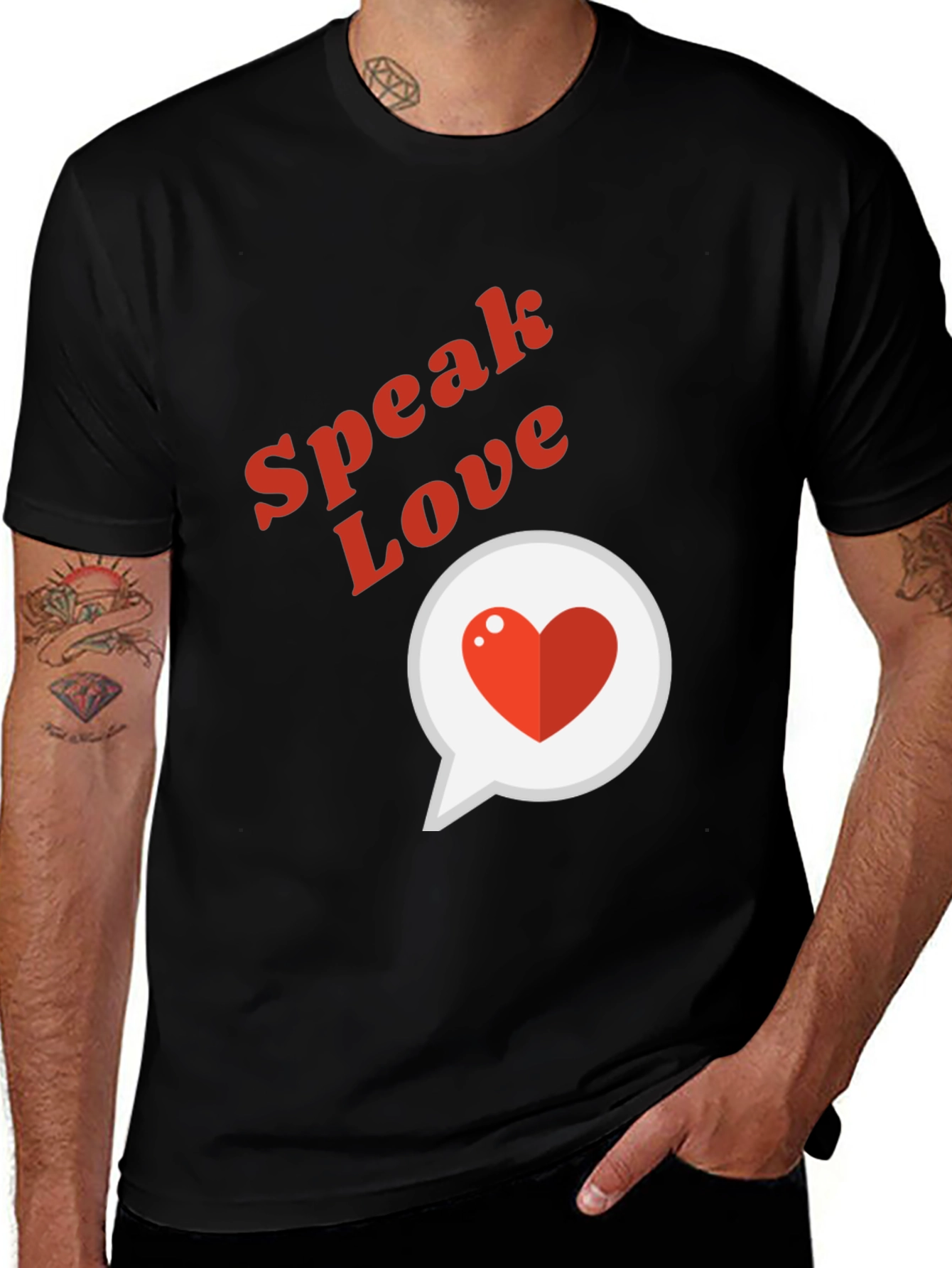Variant 13 of Speak Love T-Shirt - Black Graphic Tee