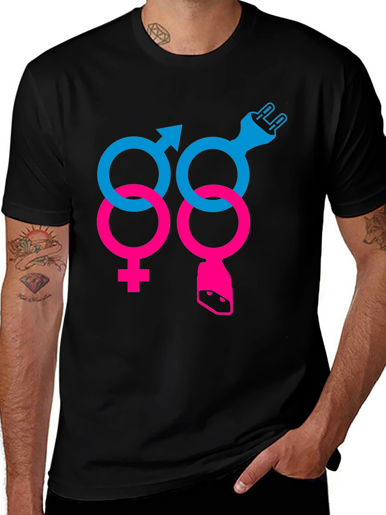 Variant 23 of Funny Gender Symbol Black T-Shirt