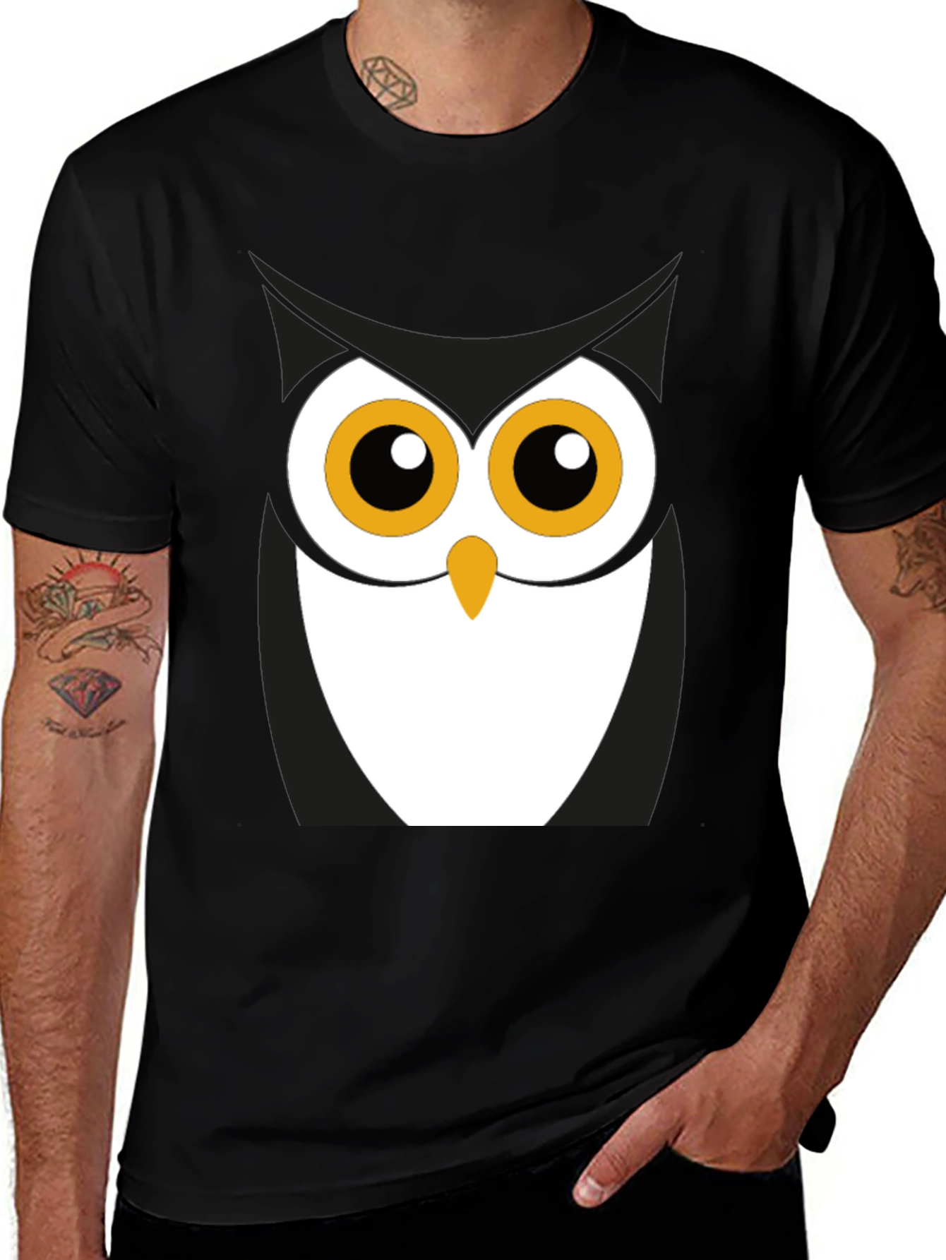 Variant 16 of Owl Graphic Print Black T-Shirt